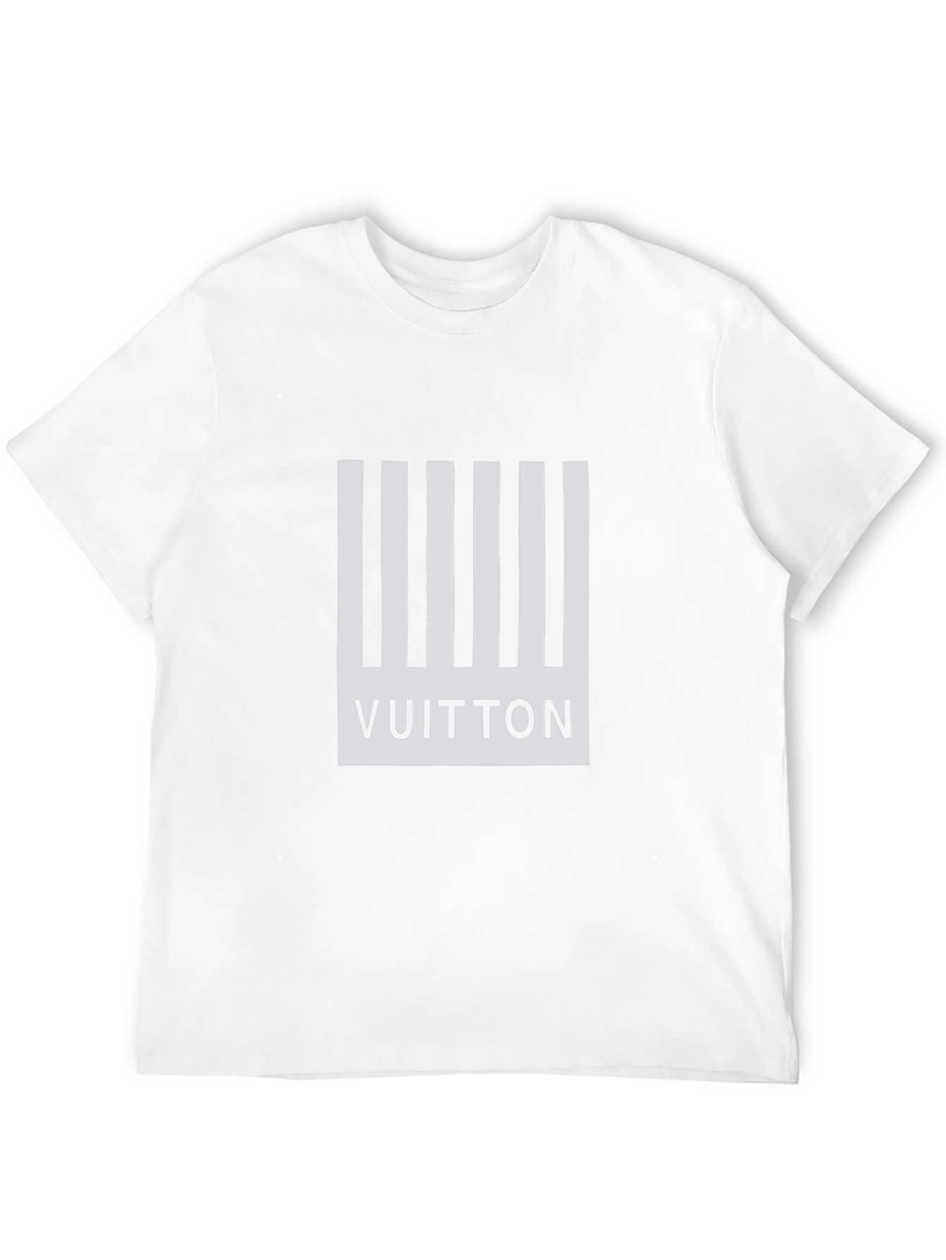 Black T-Shirt with White Stripe Vuitton Design