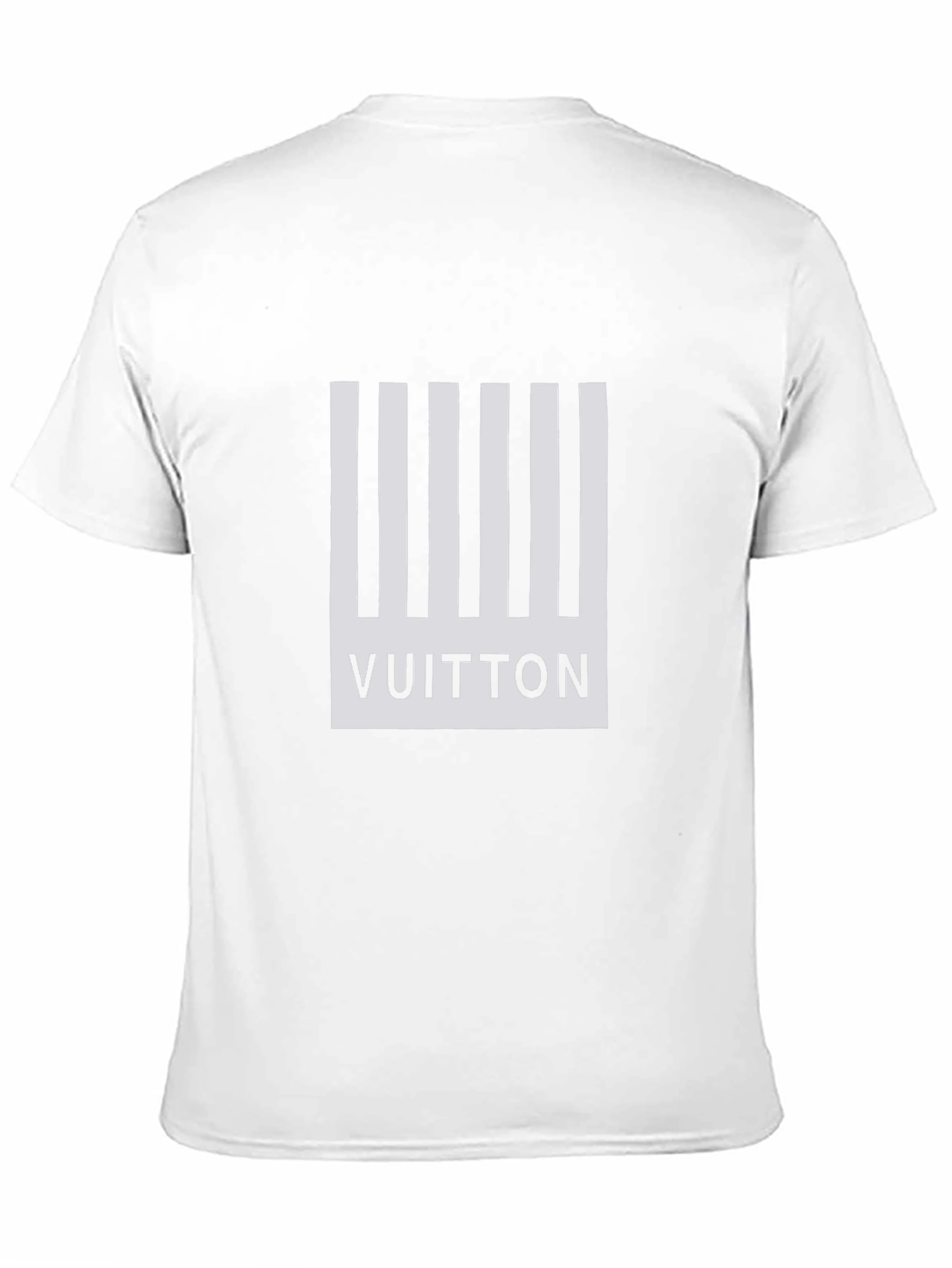 Black T-Shirt with White Stripe Vuitton Design
