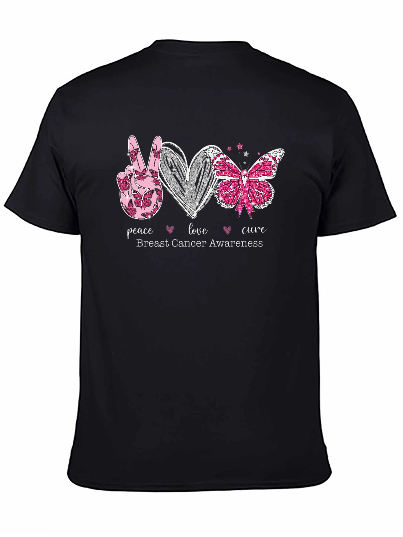 Breast Cancer Awareness T-Shirt Peace Love Cure