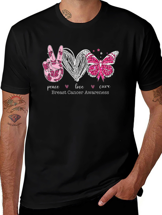 Breast Cancer Awareness T-Shirt Peace Love Cure