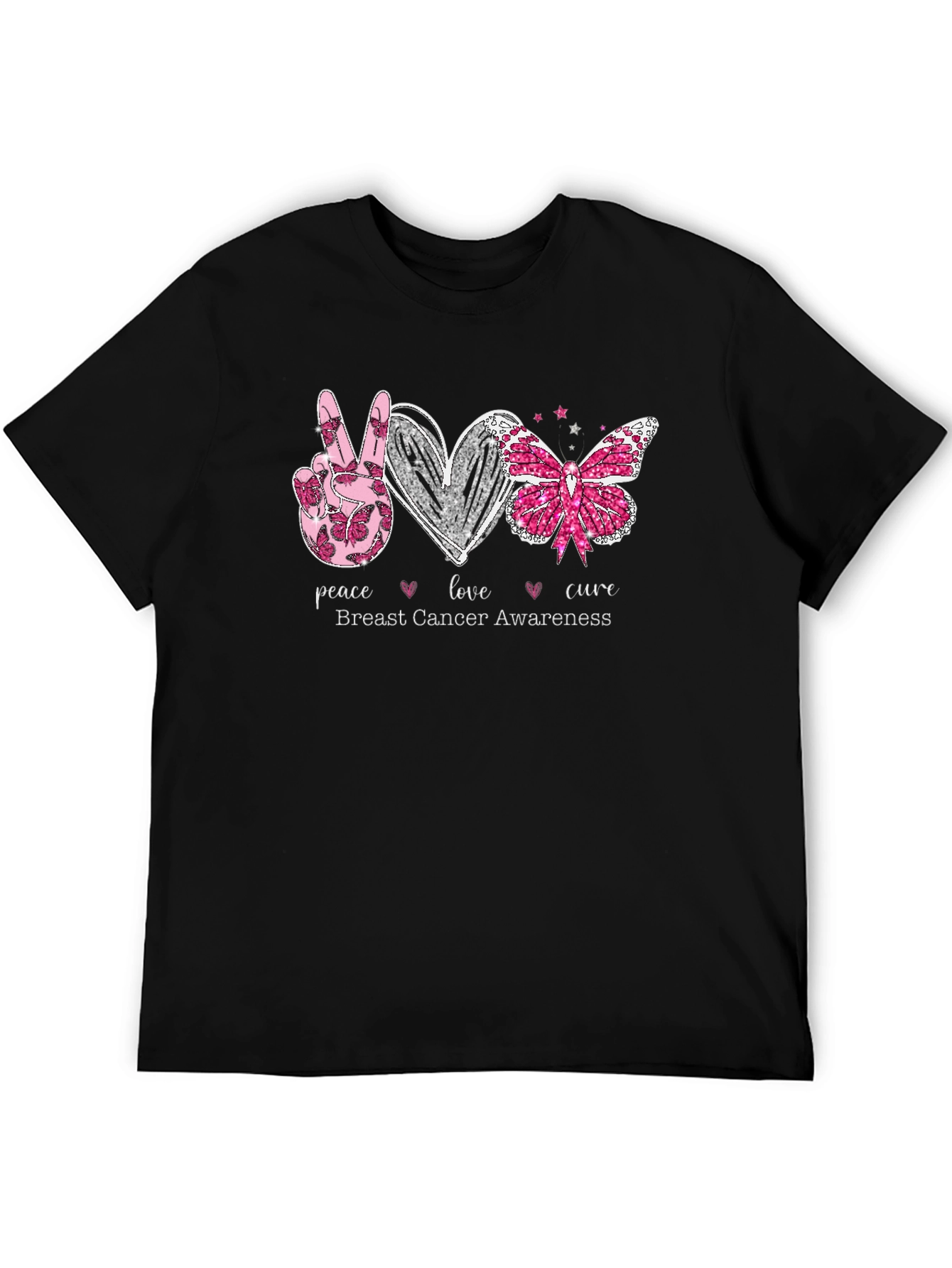 Breast Cancer Awareness T-Shirt Peace Love Cure