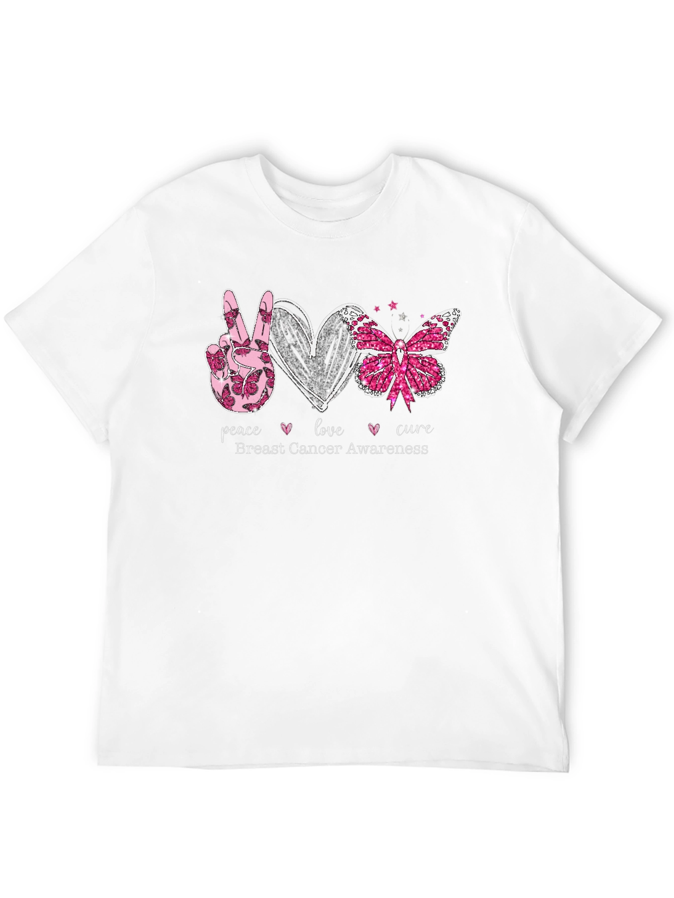 Breast Cancer Awareness T-Shirt Peace Love Cure