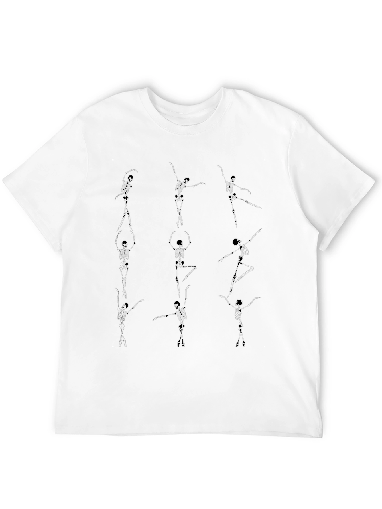 Dancing Skeleton Graphic Tee - Black Cotton Shirt