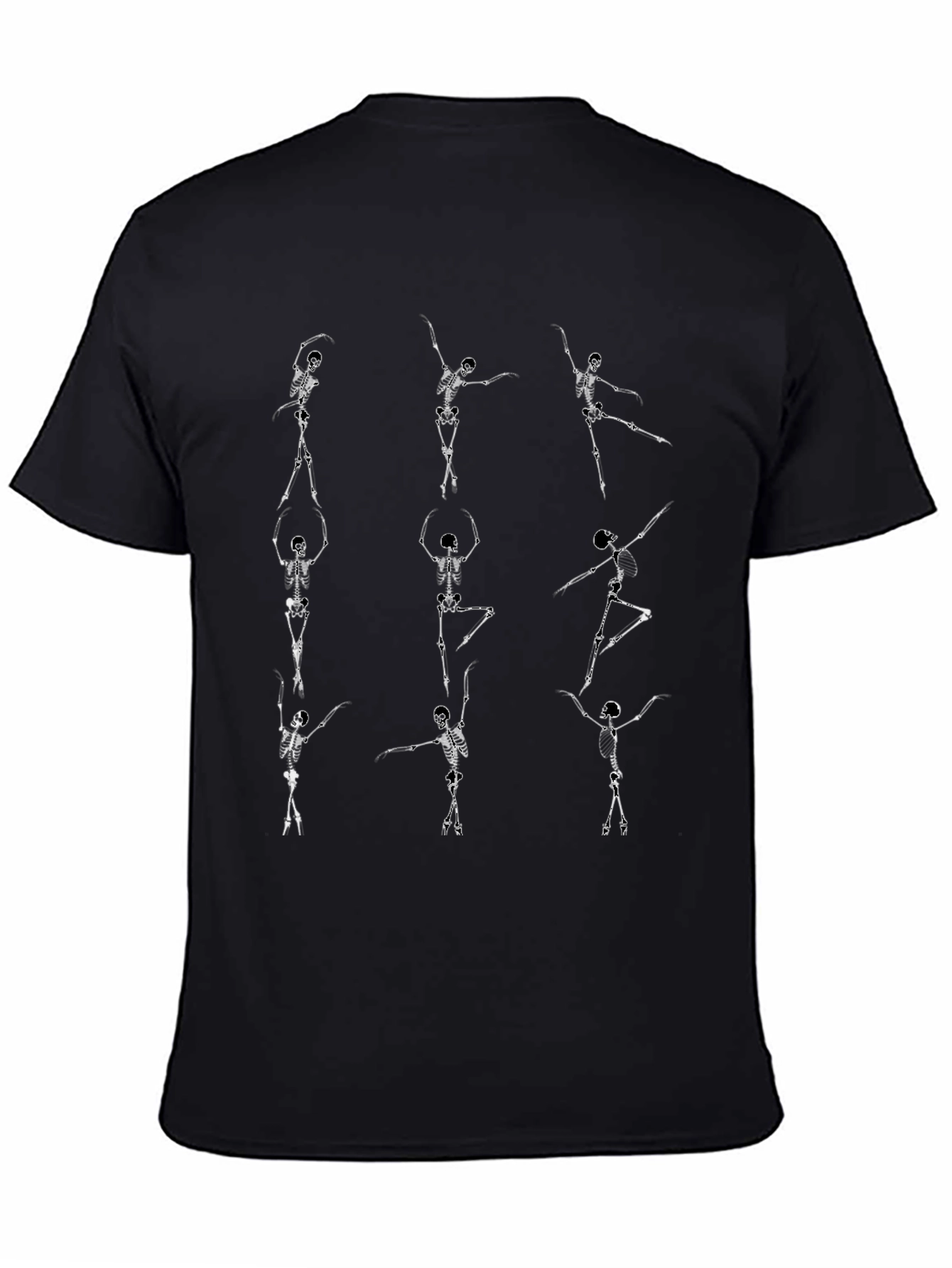 Dancing Skeleton Graphic Tee - Black Cotton Shirt