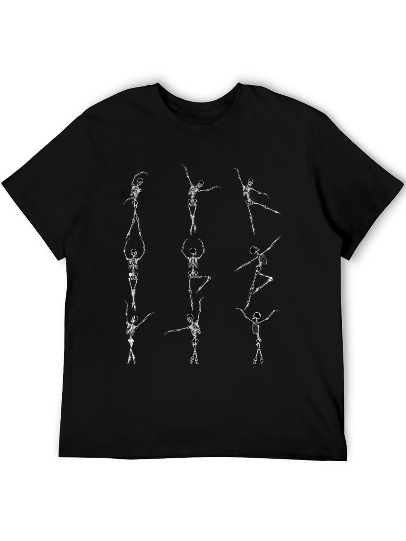 Dancing Skeleton Graphic Tee - Black Cotton Shirt
