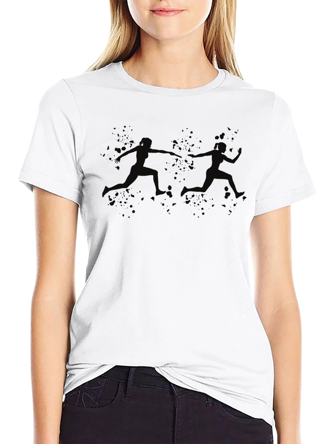 Black T-Shirt with Relay Runners Design