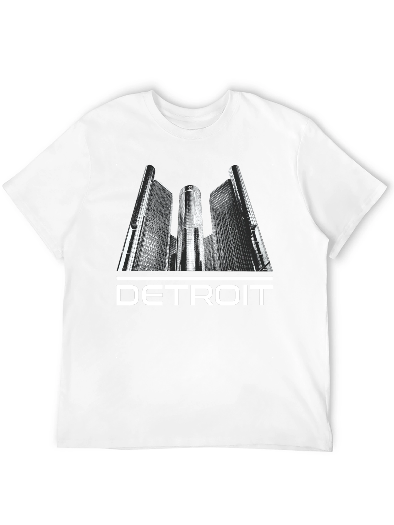 Detroit Cityscape Graphic Tee - Black Cotton T-Shirt