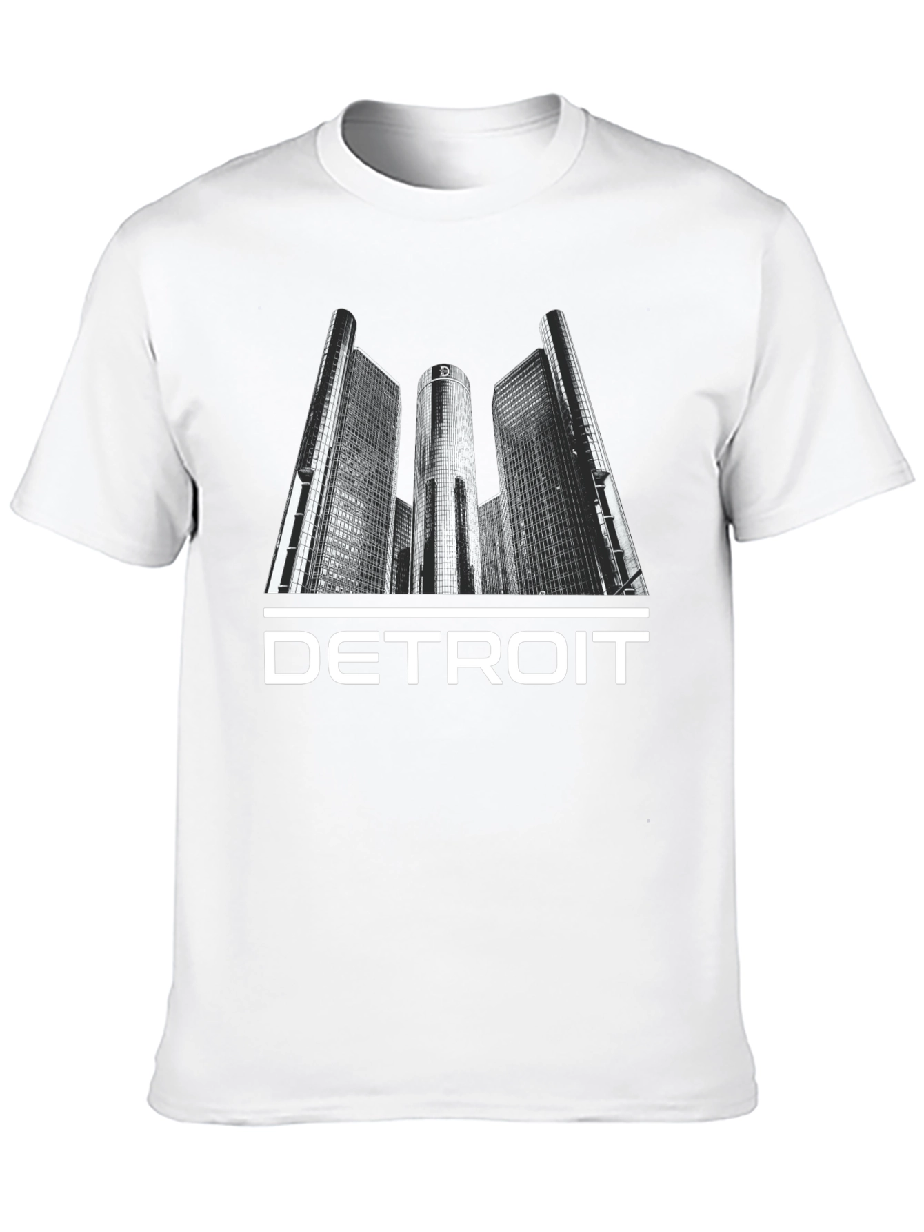 Detroit Cityscape Graphic Tee - Black Cotton T-Shirt