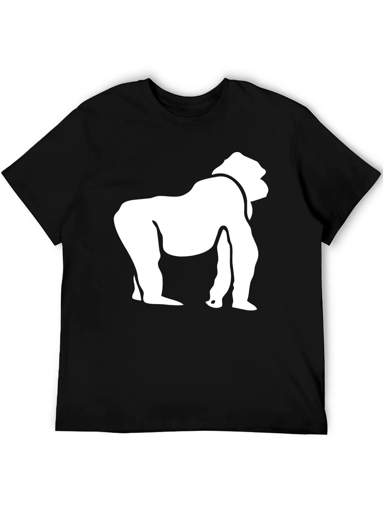 Black T-Shirt with White Gorilla Graphic
