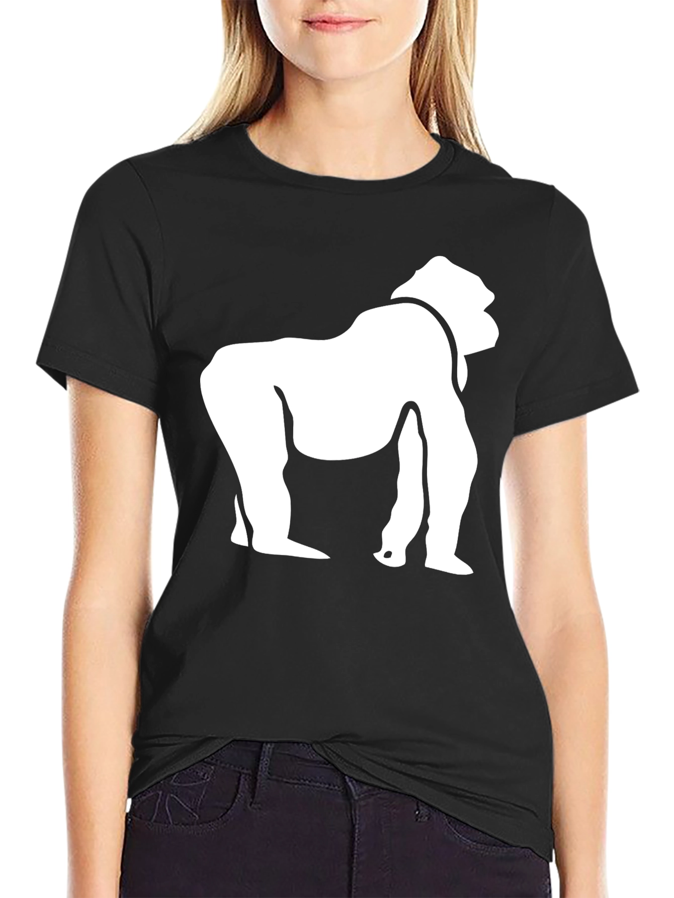 Black T-Shirt with White Gorilla Graphic