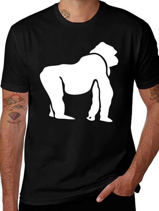 Black T-Shirt with White Gorilla Graphic