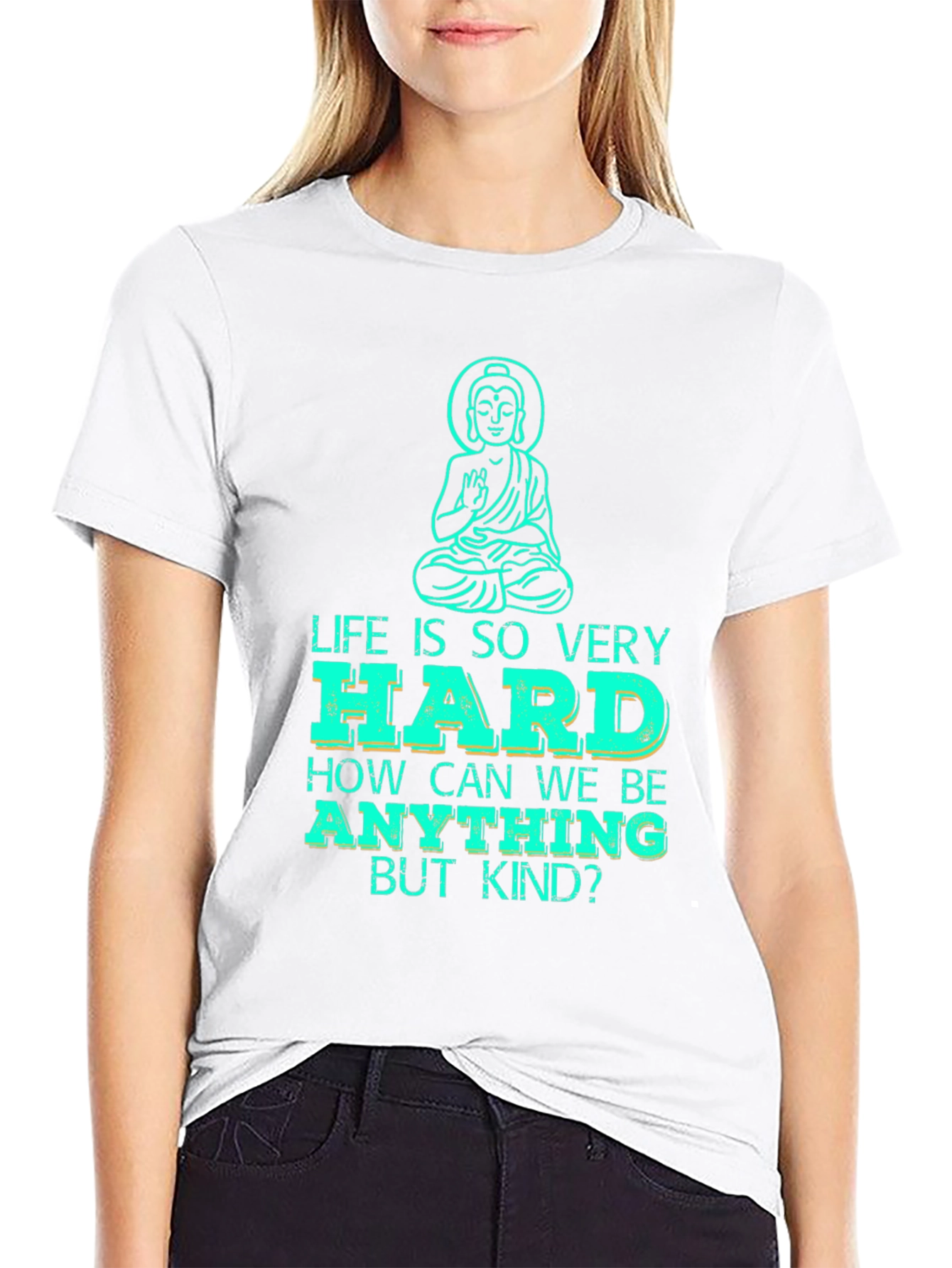 Inspirational Quote Buddha Graphic Tee - Black