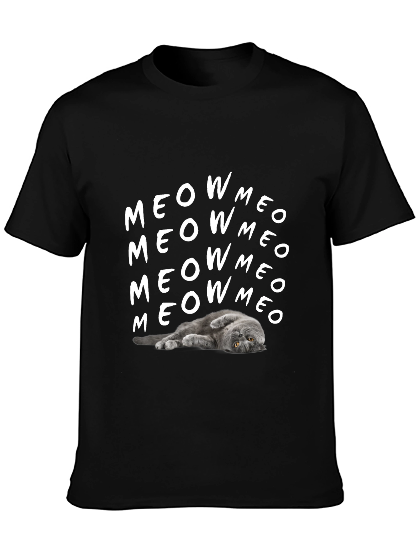 Meow Cat Graphic T-Shirt Soft Cotton Tee