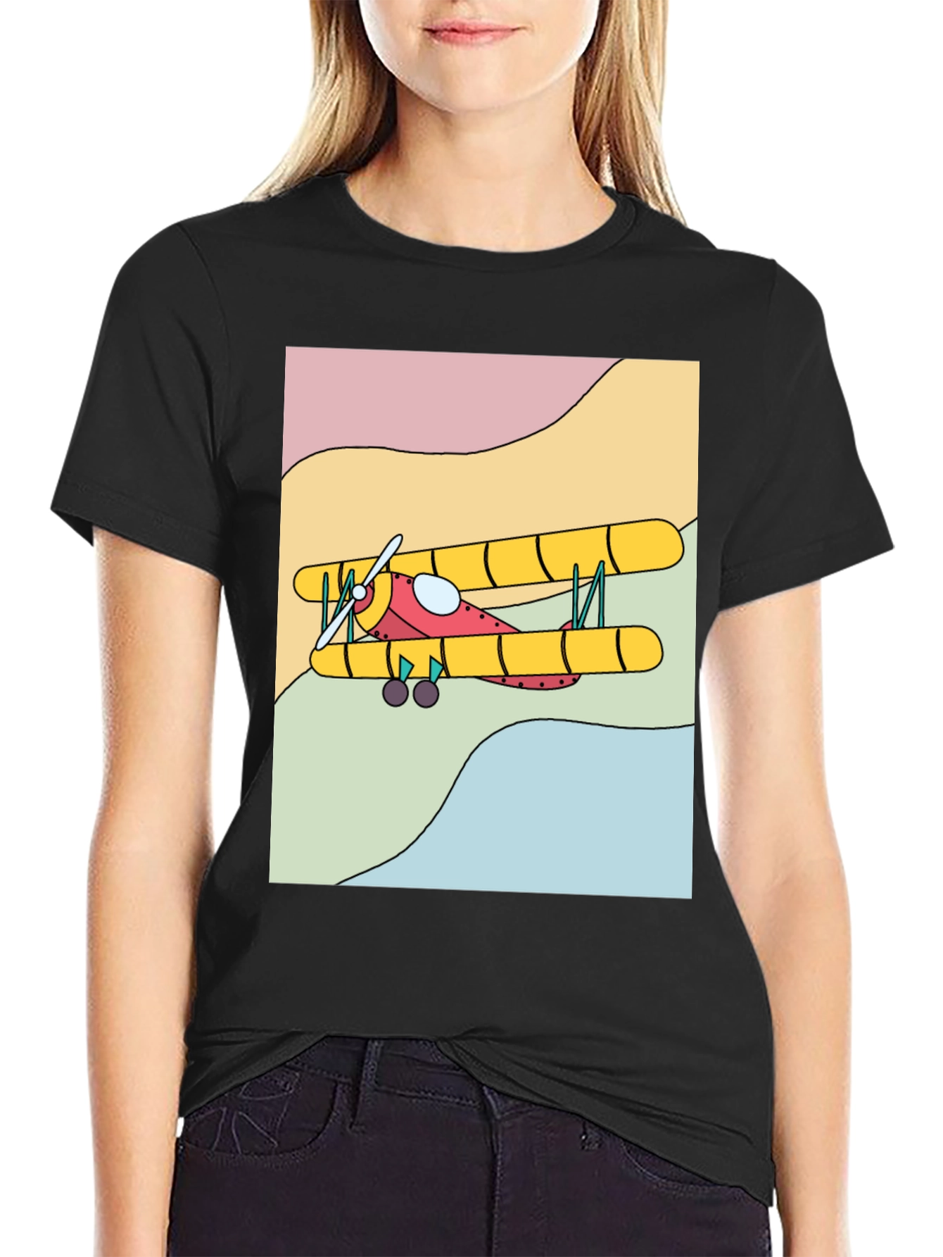 Retro Biplane Graphic Tee - Classic Style