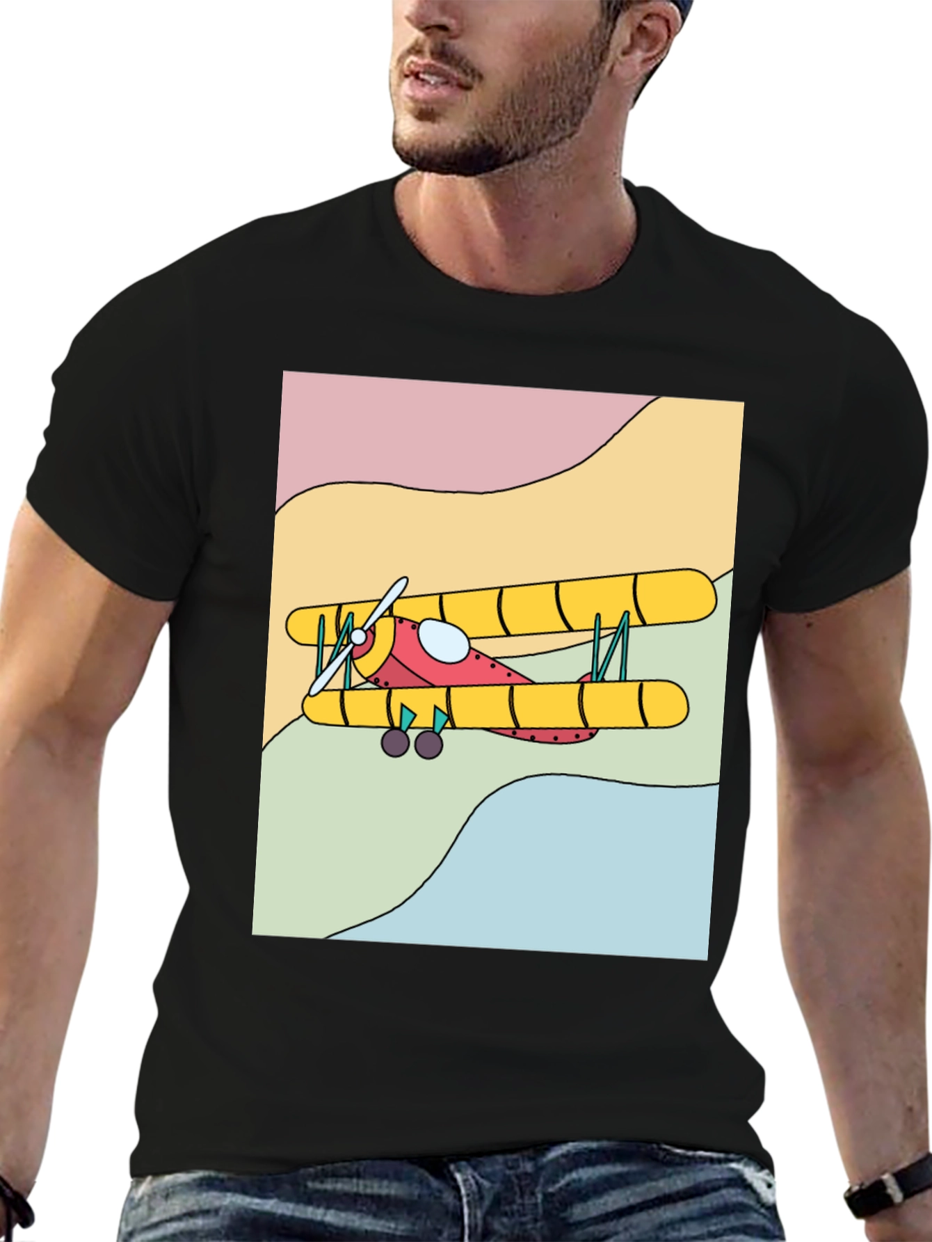Retro Biplane Graphic Tee - Classic Style