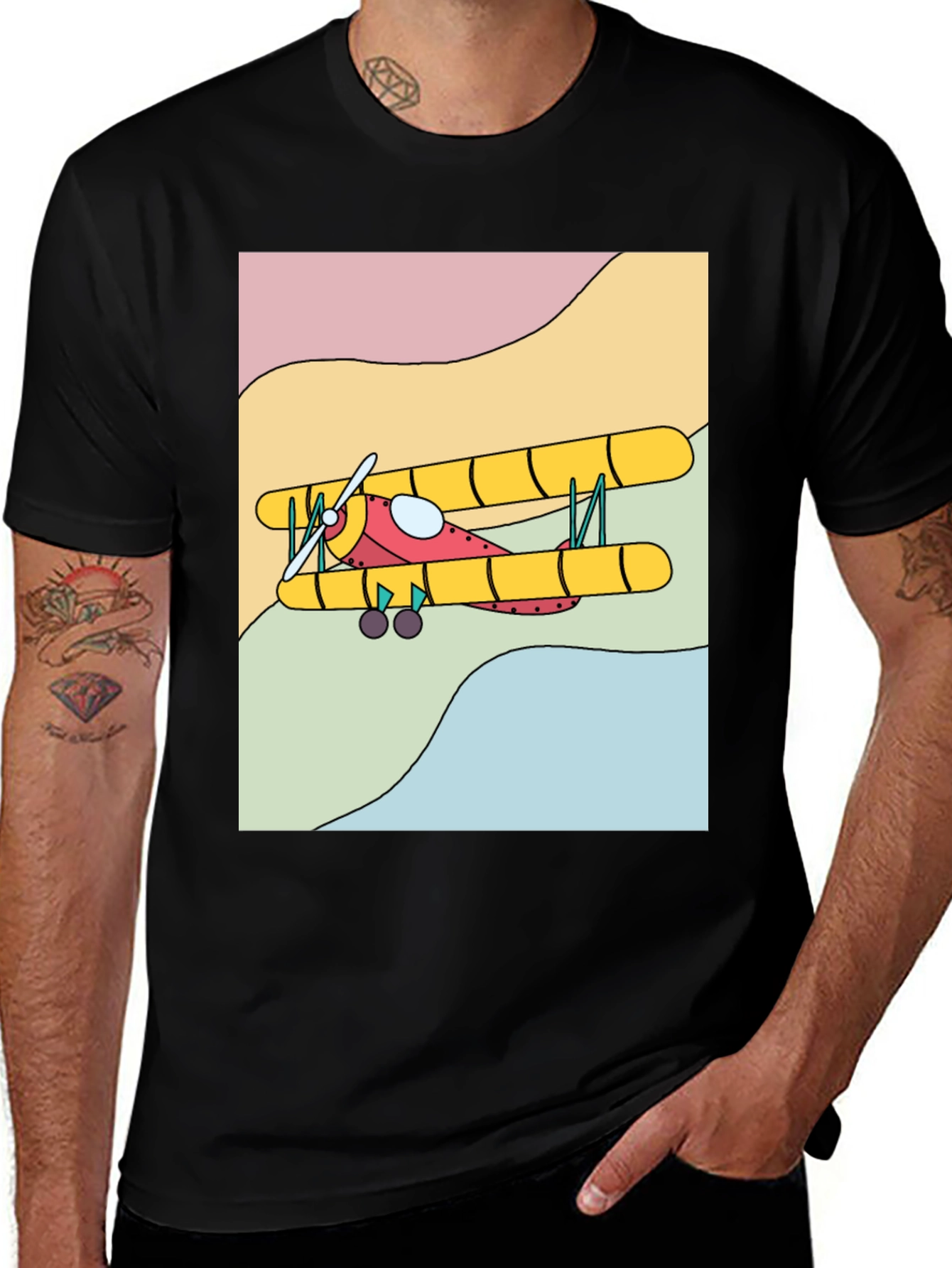 Retro Biplane Graphic Tee - Classic Style