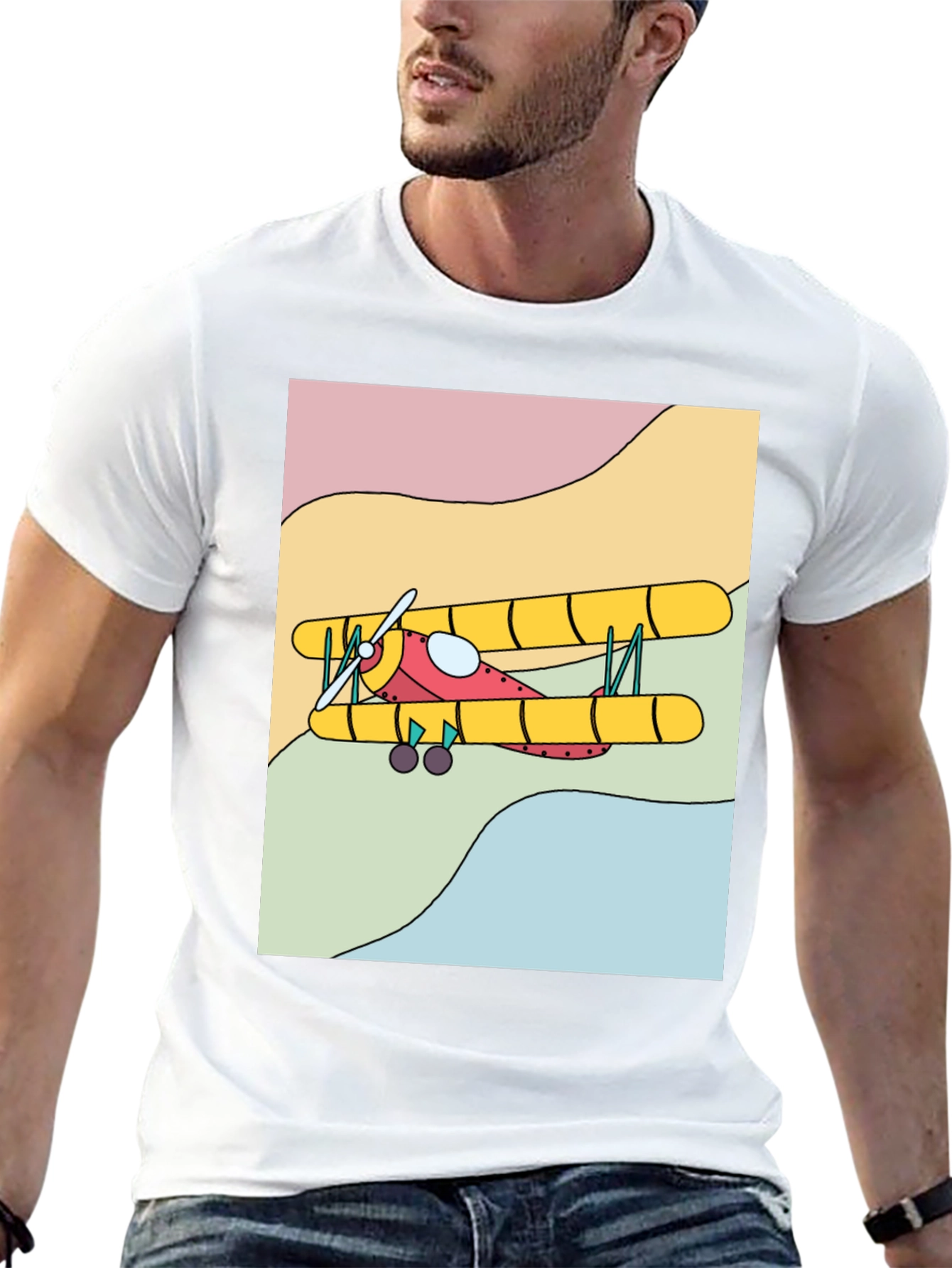 Retro Biplane Graphic Tee - Classic Style