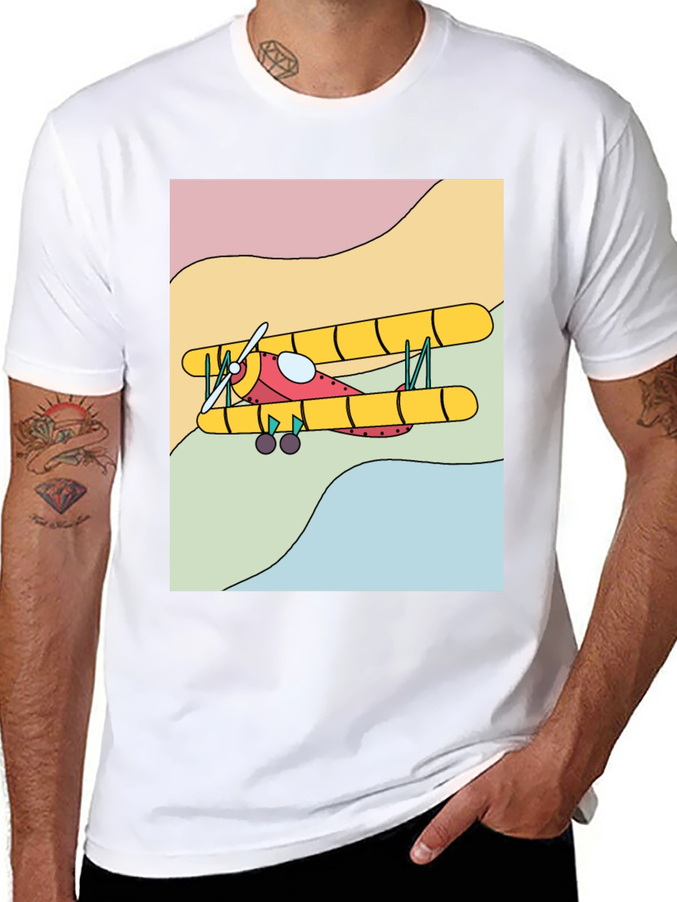 Retro Biplane Graphic Tee - Classic Style