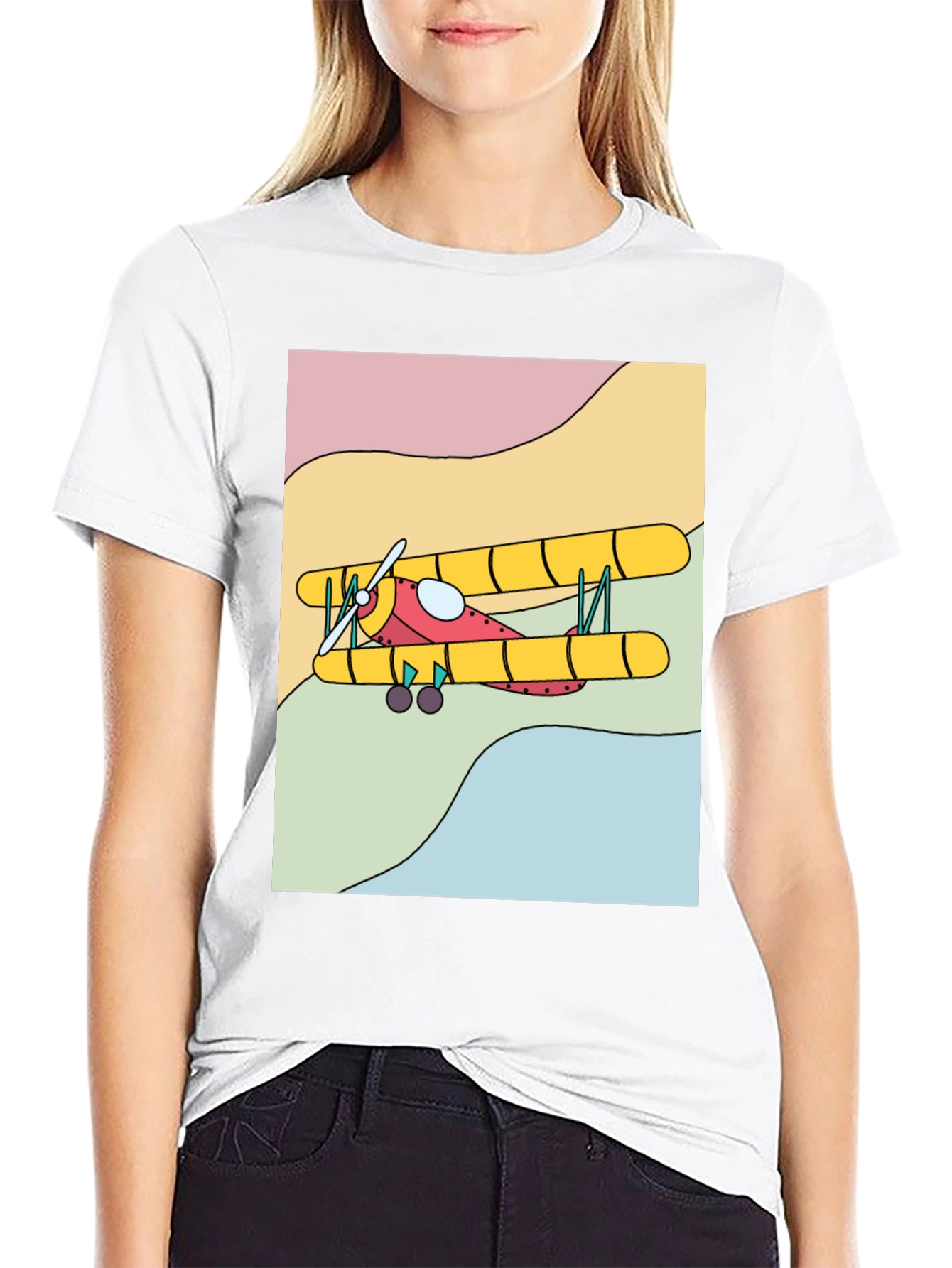 Retro Biplane Graphic Tee - Classic Style
