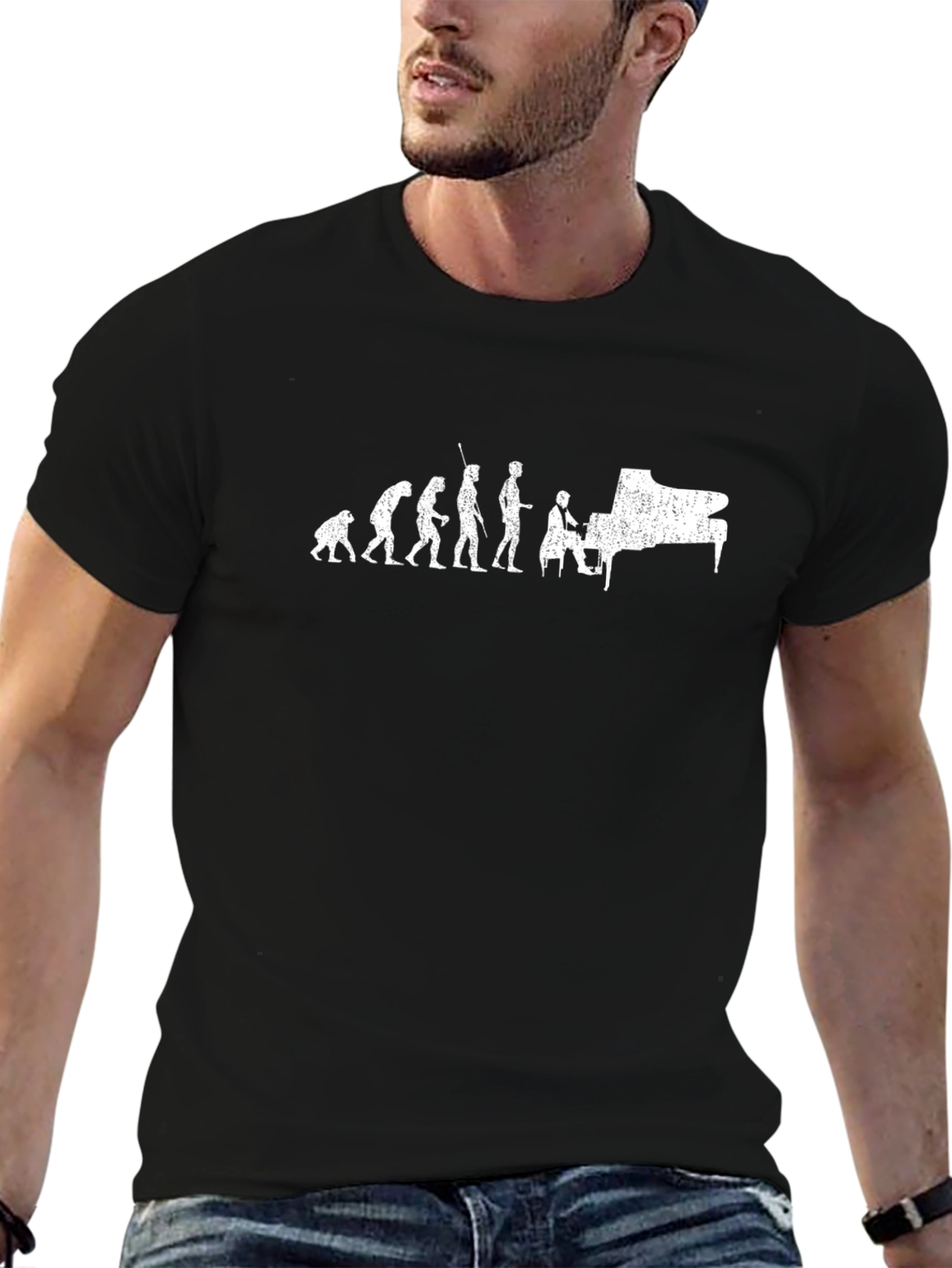 Evolution of Pianist Black T-Shirt