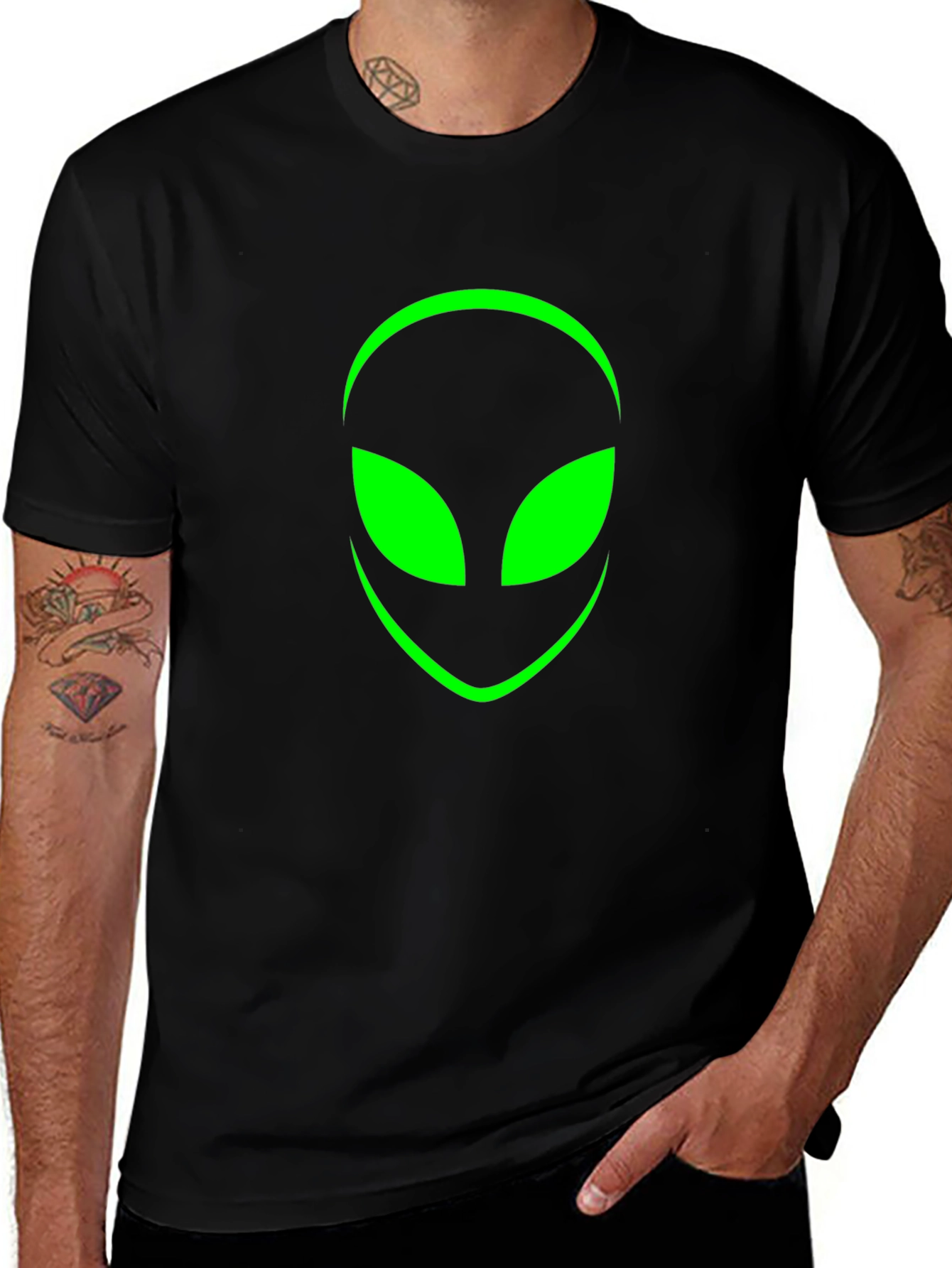 Alien Head Graphic Black T-Shirt
