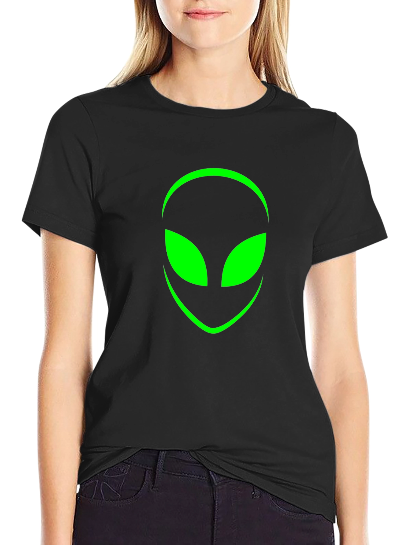 Alien Head Graphic Black T-Shirt