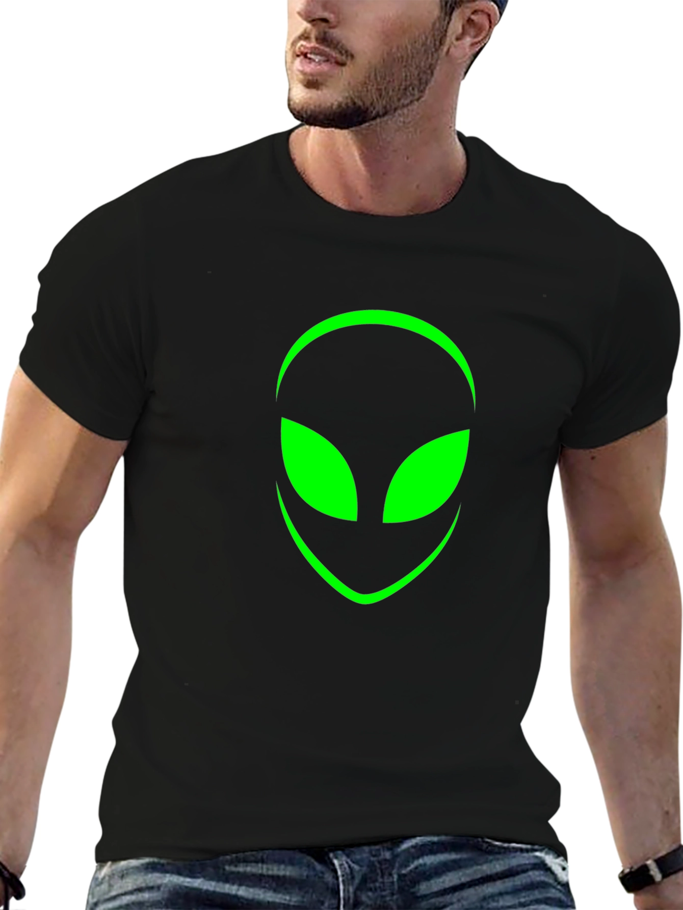 Alien Head Graphic Black T-Shirt