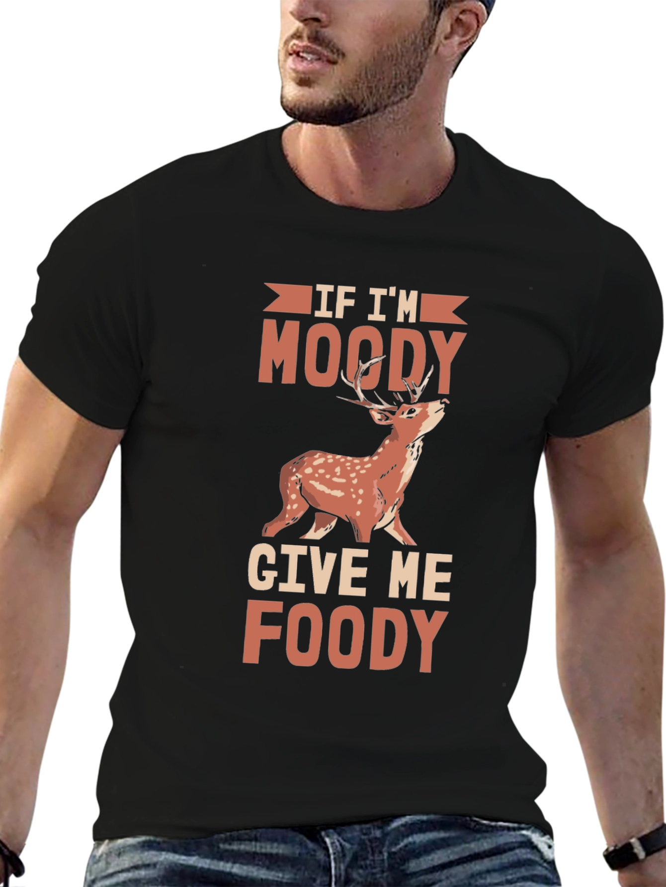 Moody Deer Graphic Tee - Funny Food Lover Shirt