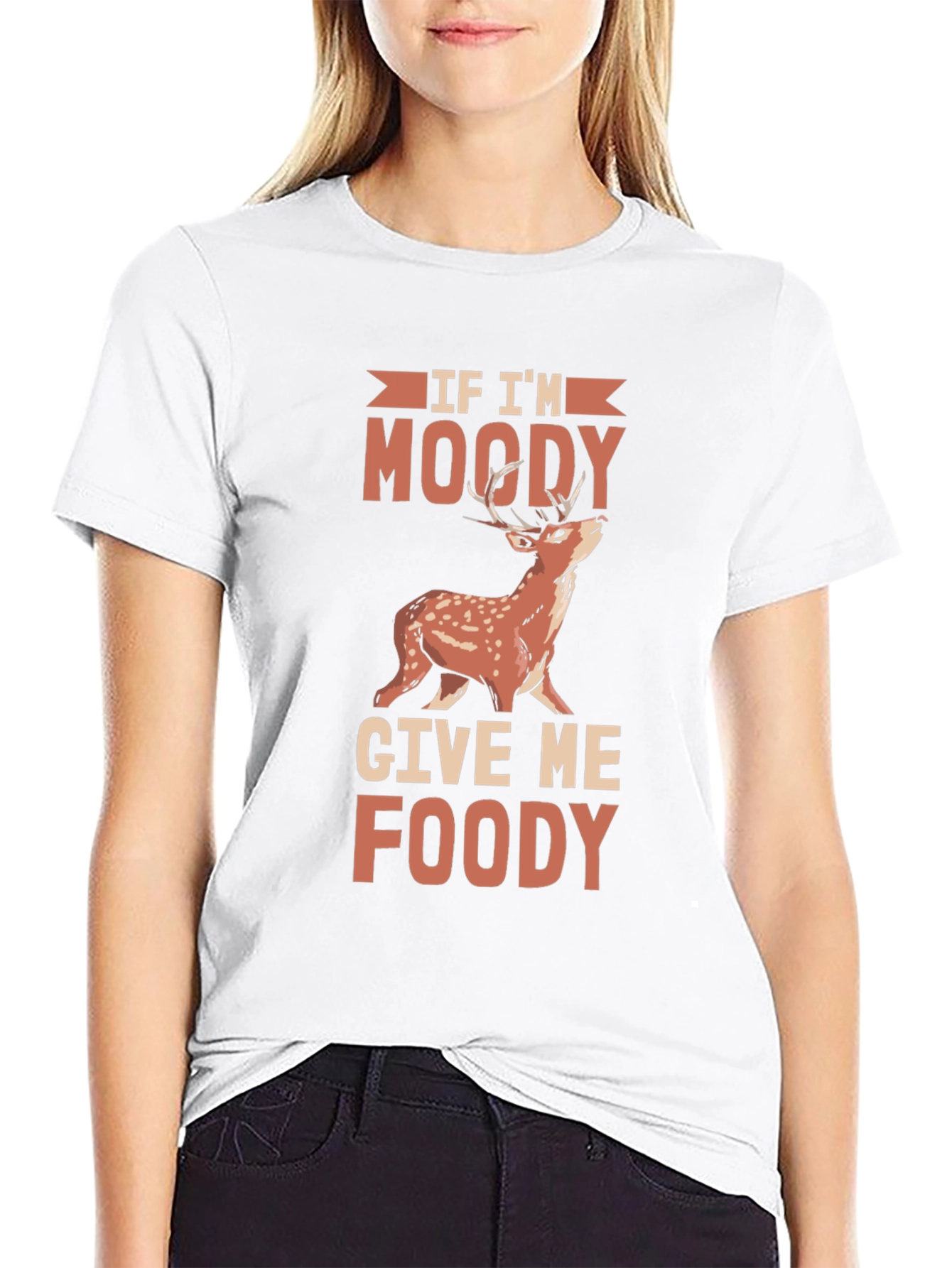 Moody Deer Graphic Tee - Funny Food Lover Shirt