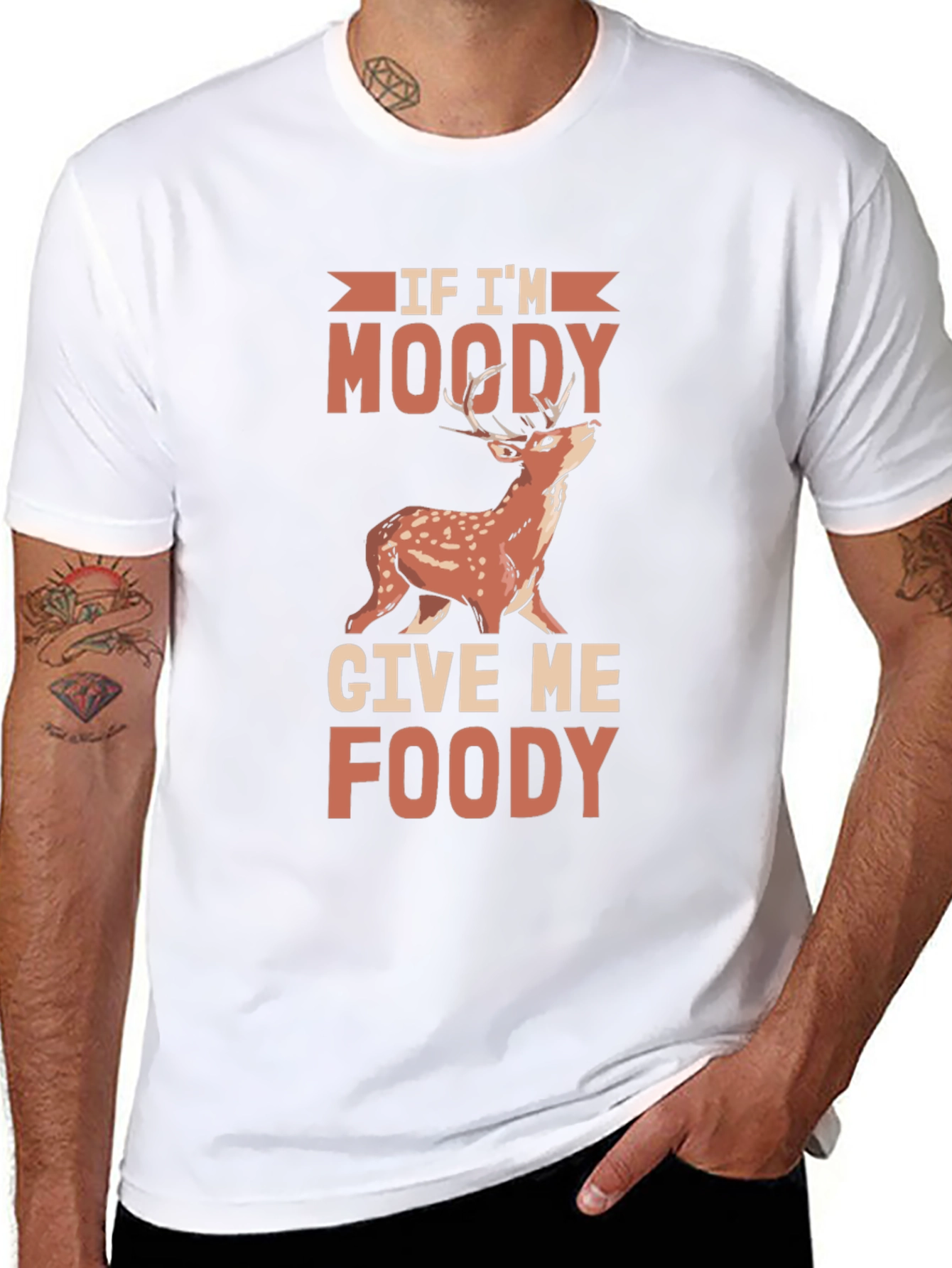 Moody Deer Graphic Tee - Funny Food Lover Shirt