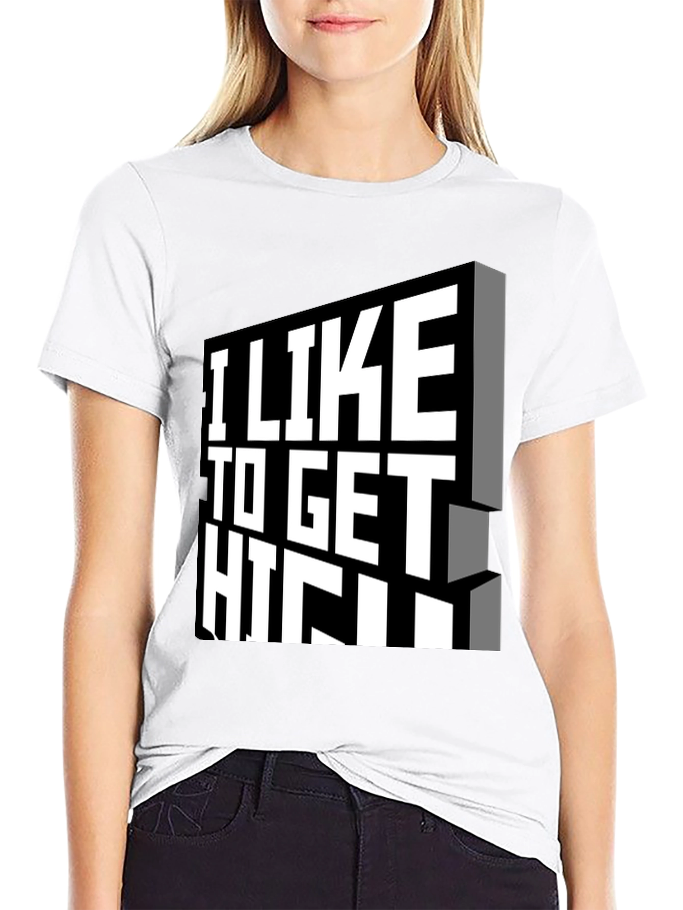 I Like to Get High Black Graphic Tee Shirt
