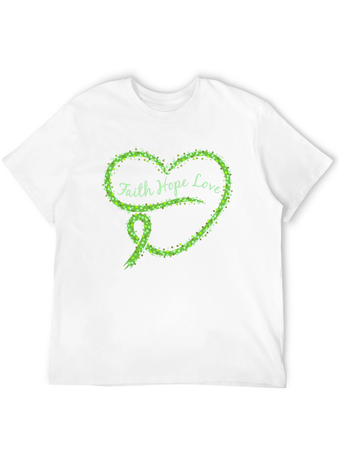 Faith Hope Love Green Heart Ribbon T-Shirt
