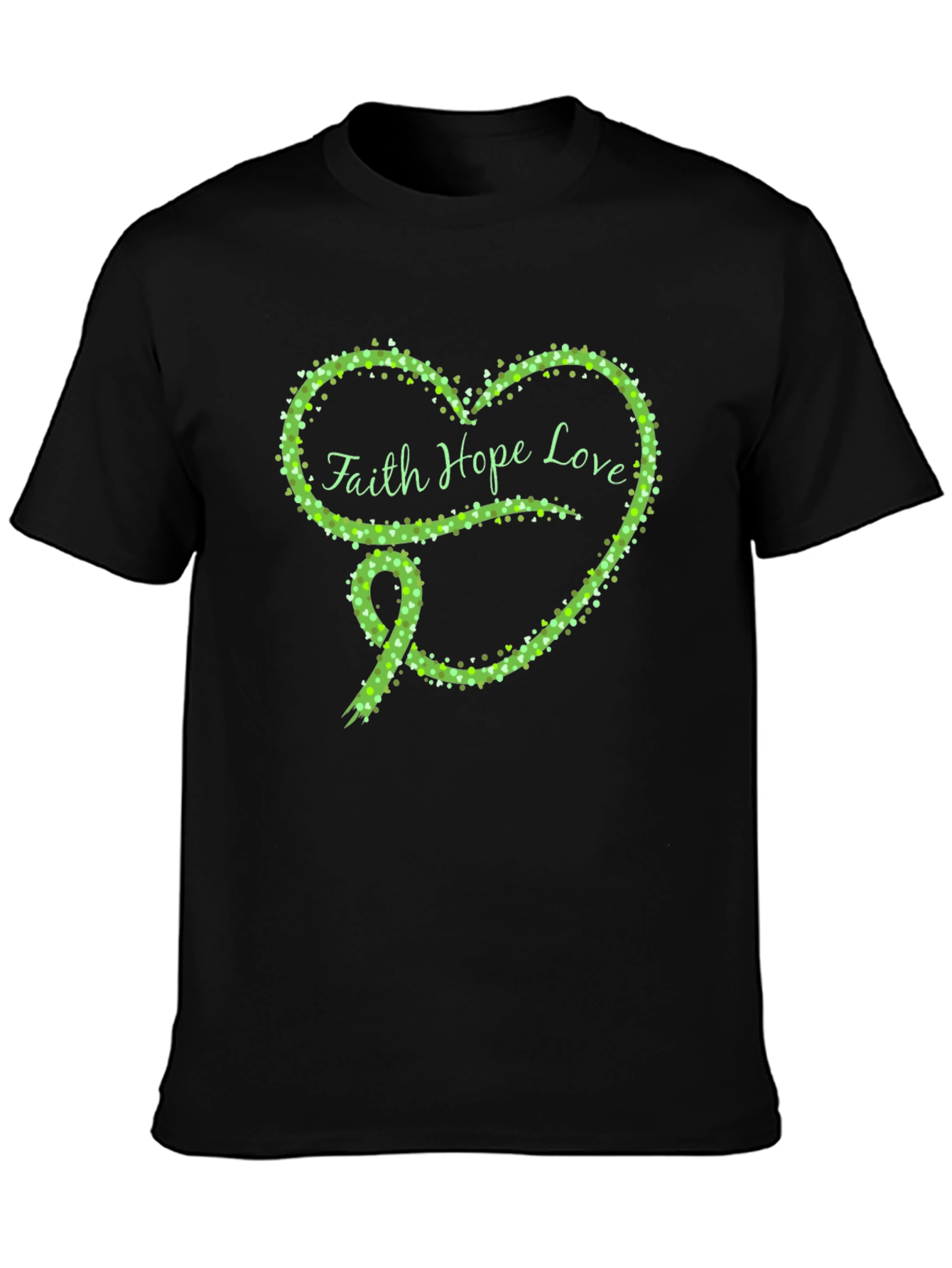 Faith Hope Love Green Heart Ribbon T-Shirt