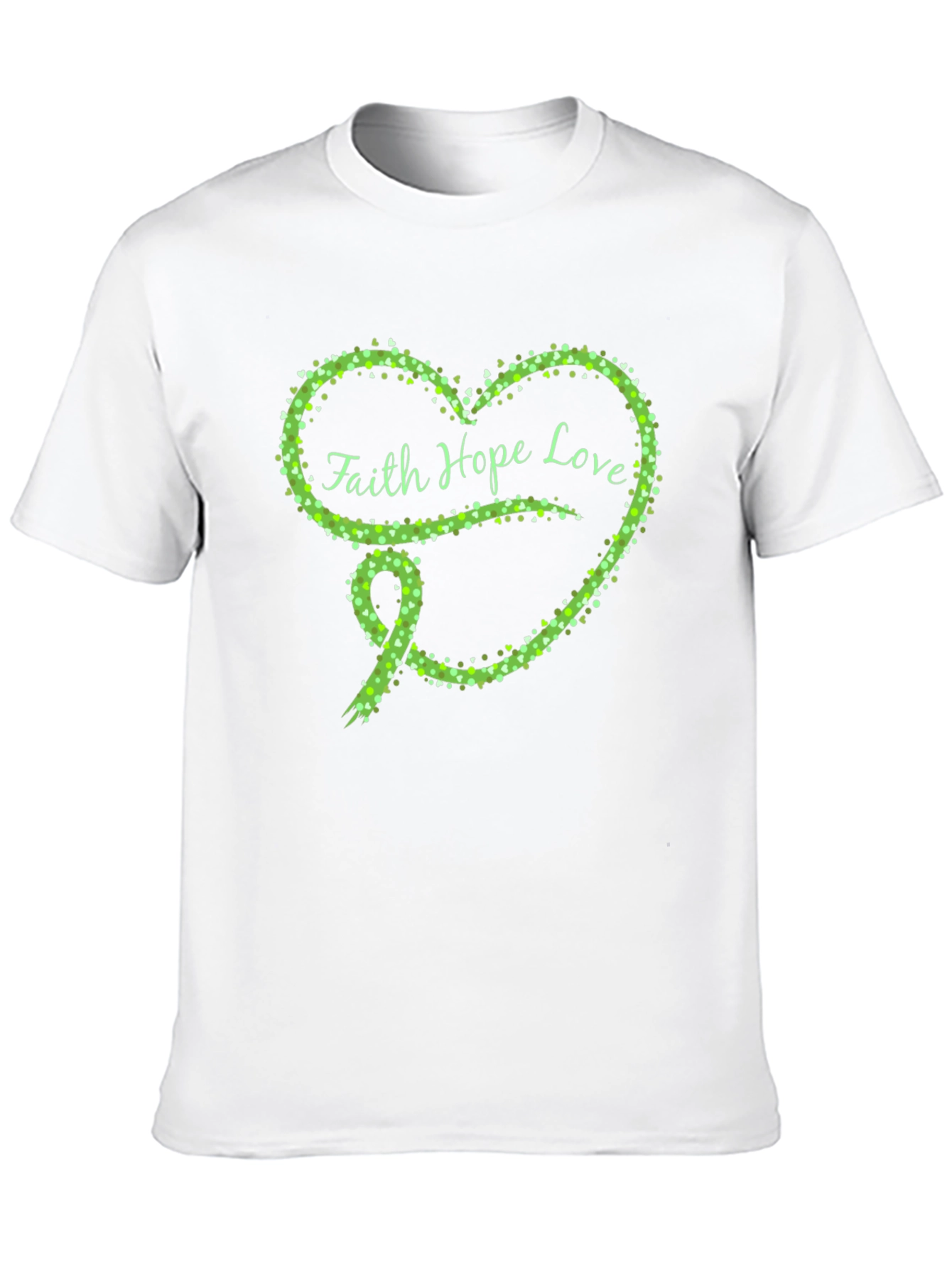 Faith Hope Love Green Heart Ribbon T-Shirt