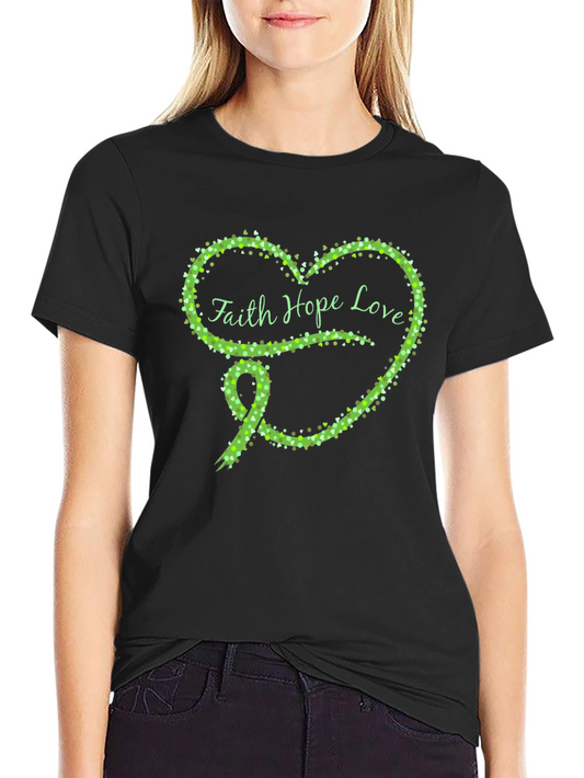 Faith Hope Love Green Heart Ribbon T-Shirt