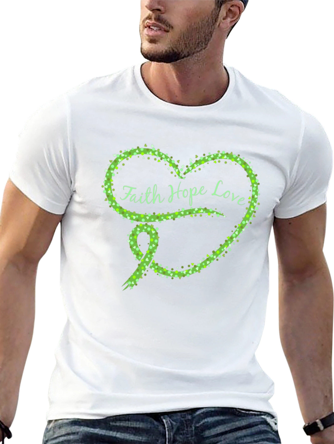 Faith Hope Love Green Heart Ribbon T-Shirt