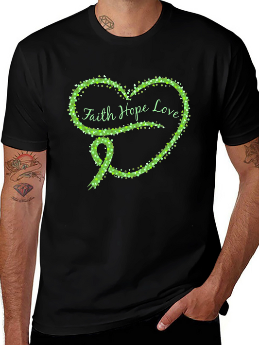 Faith Hope Love Green Heart Ribbon T-Shirt