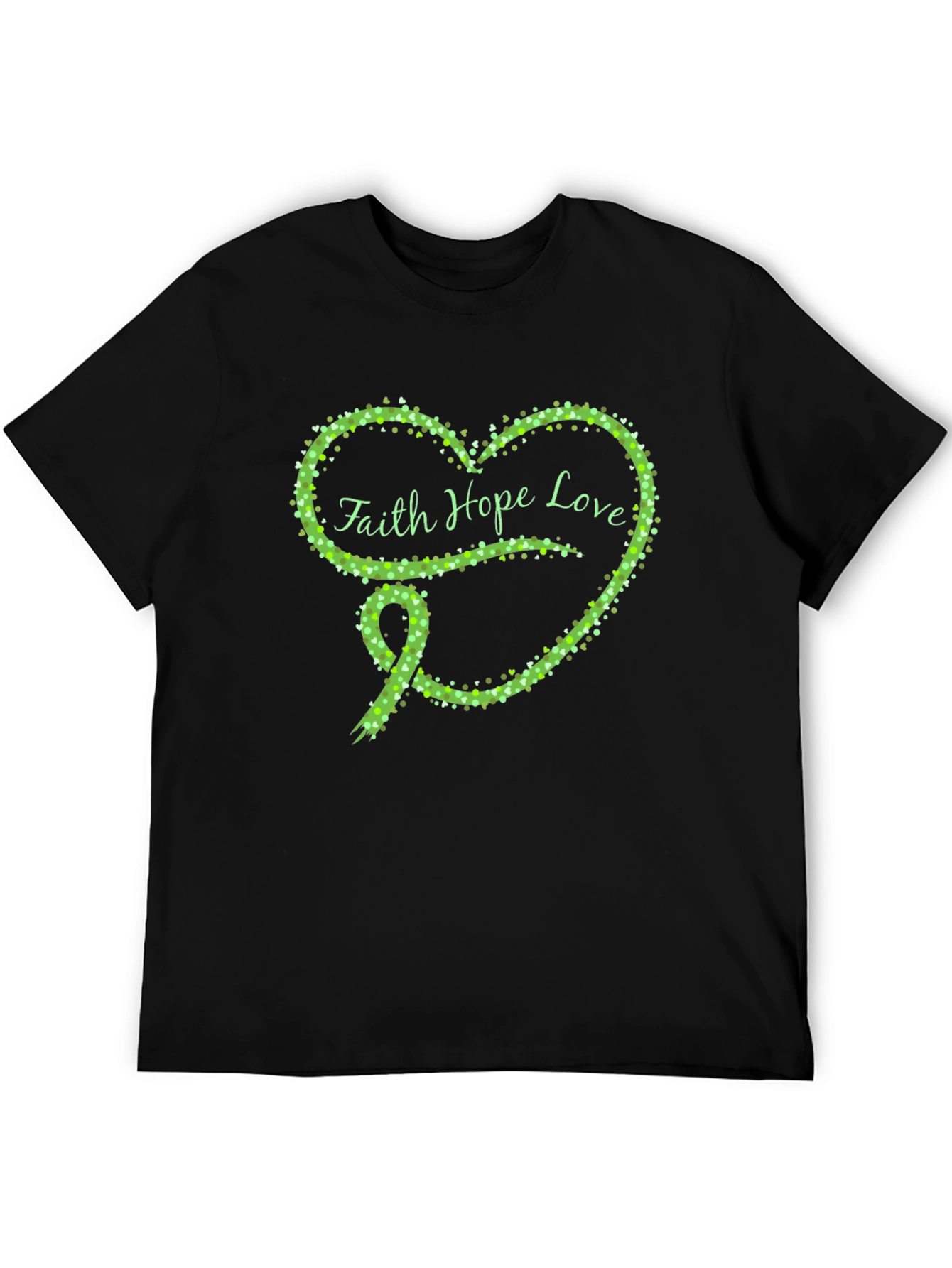 Faith Hope Love Green Heart Ribbon T-Shirt