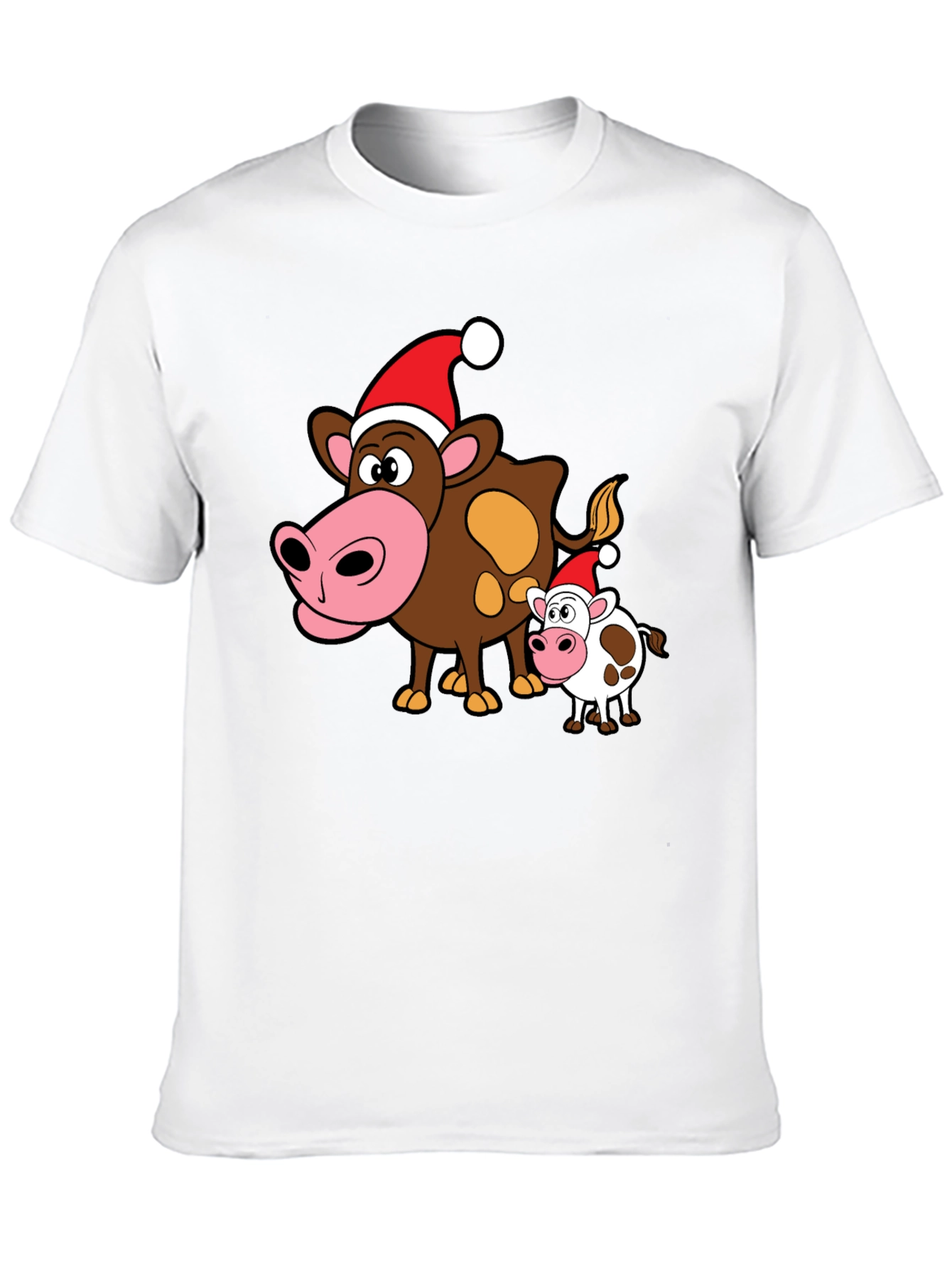 Festive Cow Graphic Tee - Holiday Apparel