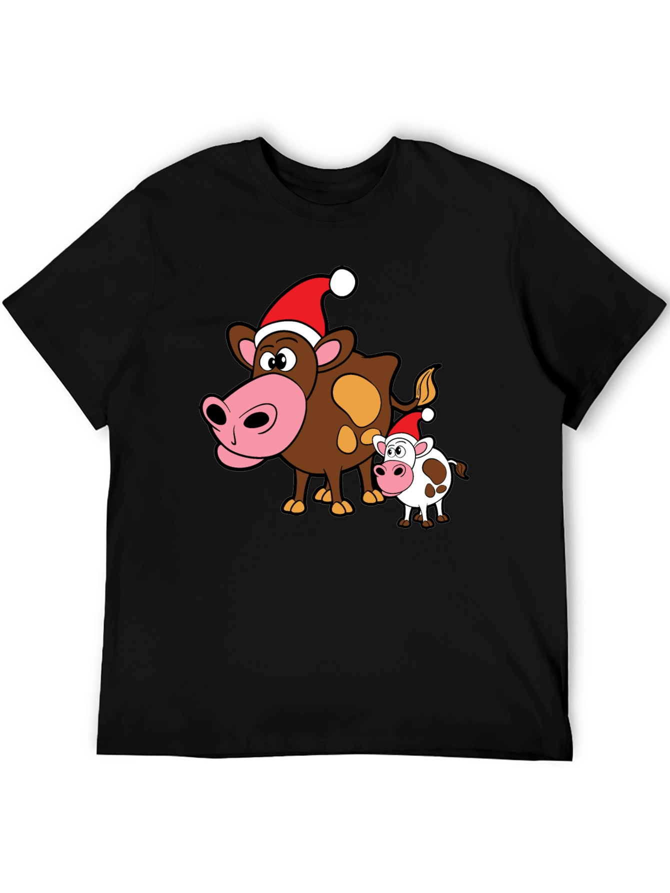 Festive Cow Graphic Tee - Holiday Apparel