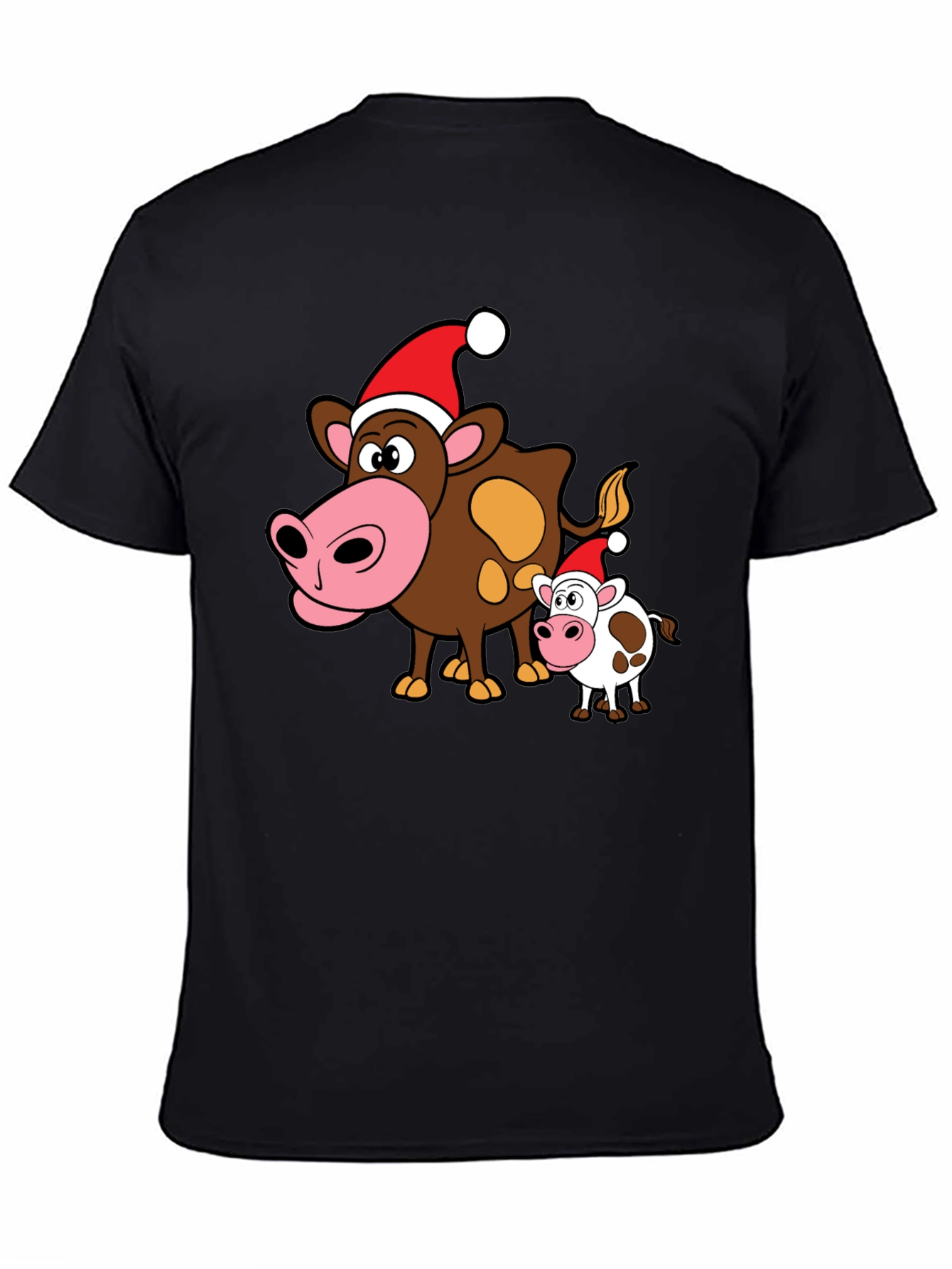 Festive Cow Graphic Tee - Holiday Apparel