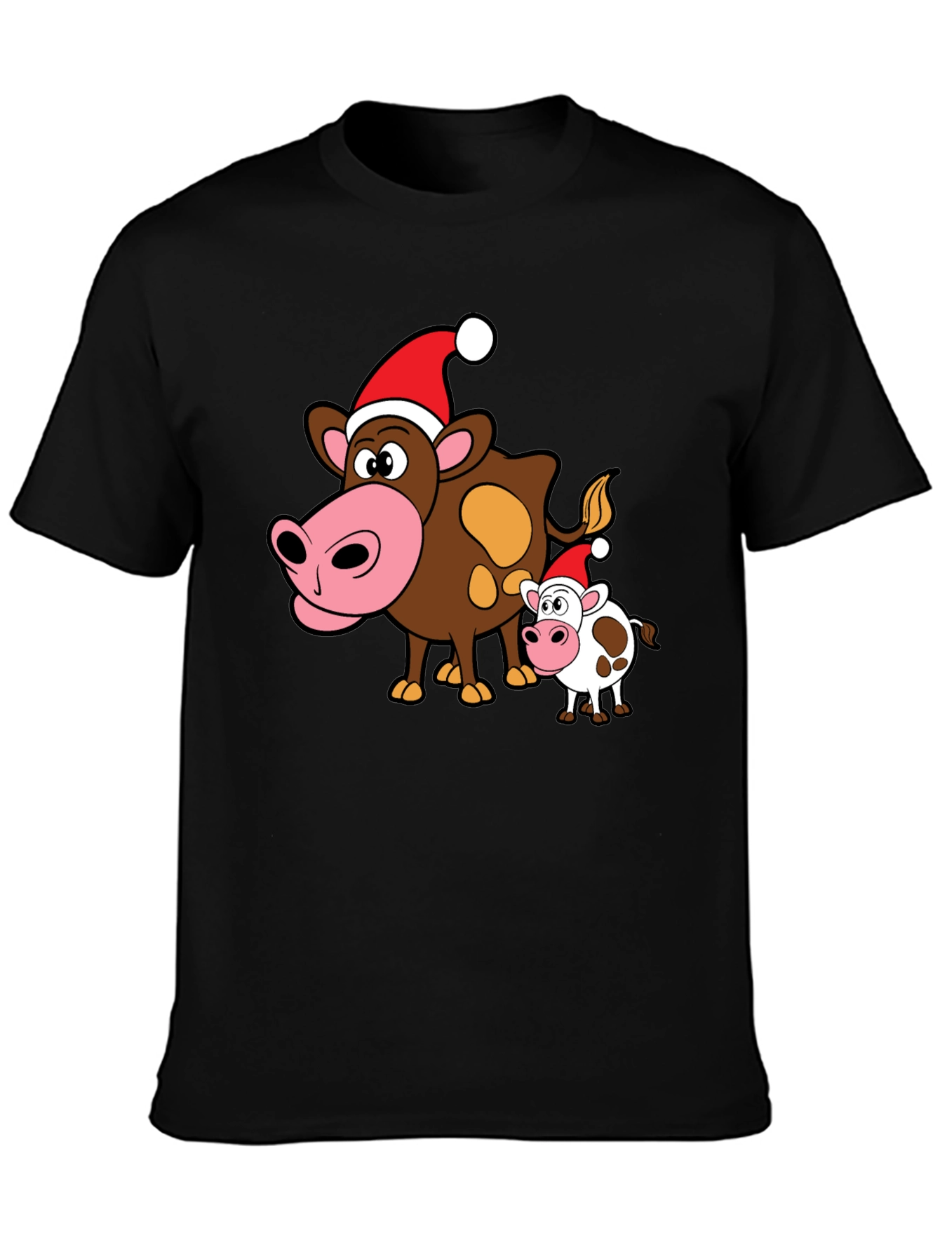 Festive Cow Graphic Tee - Holiday Apparel