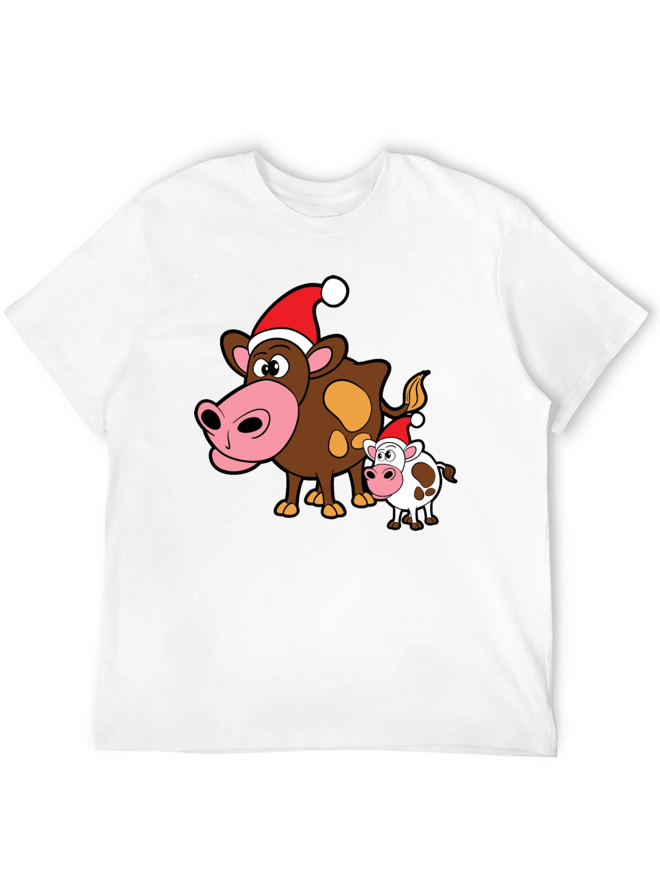 Festive Cow Graphic Tee - Holiday Apparel