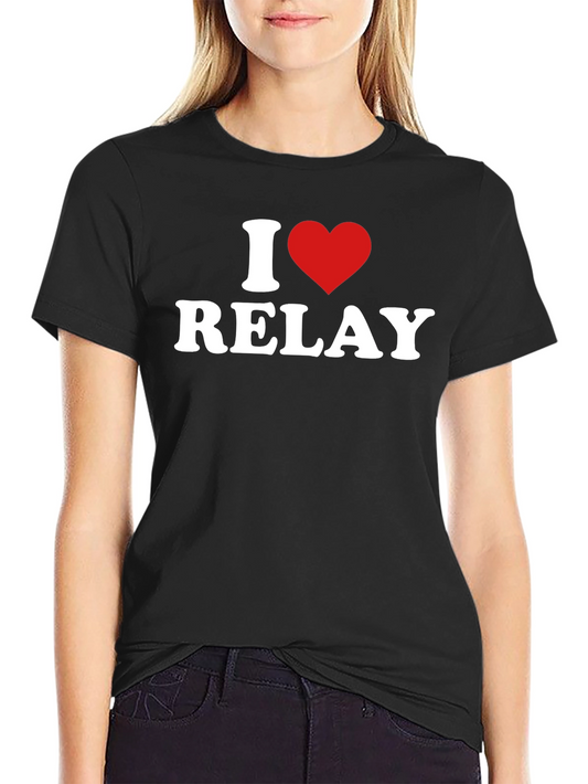 I Love Relay T-Shirt - Black Cotton Blend Comfortable Fit