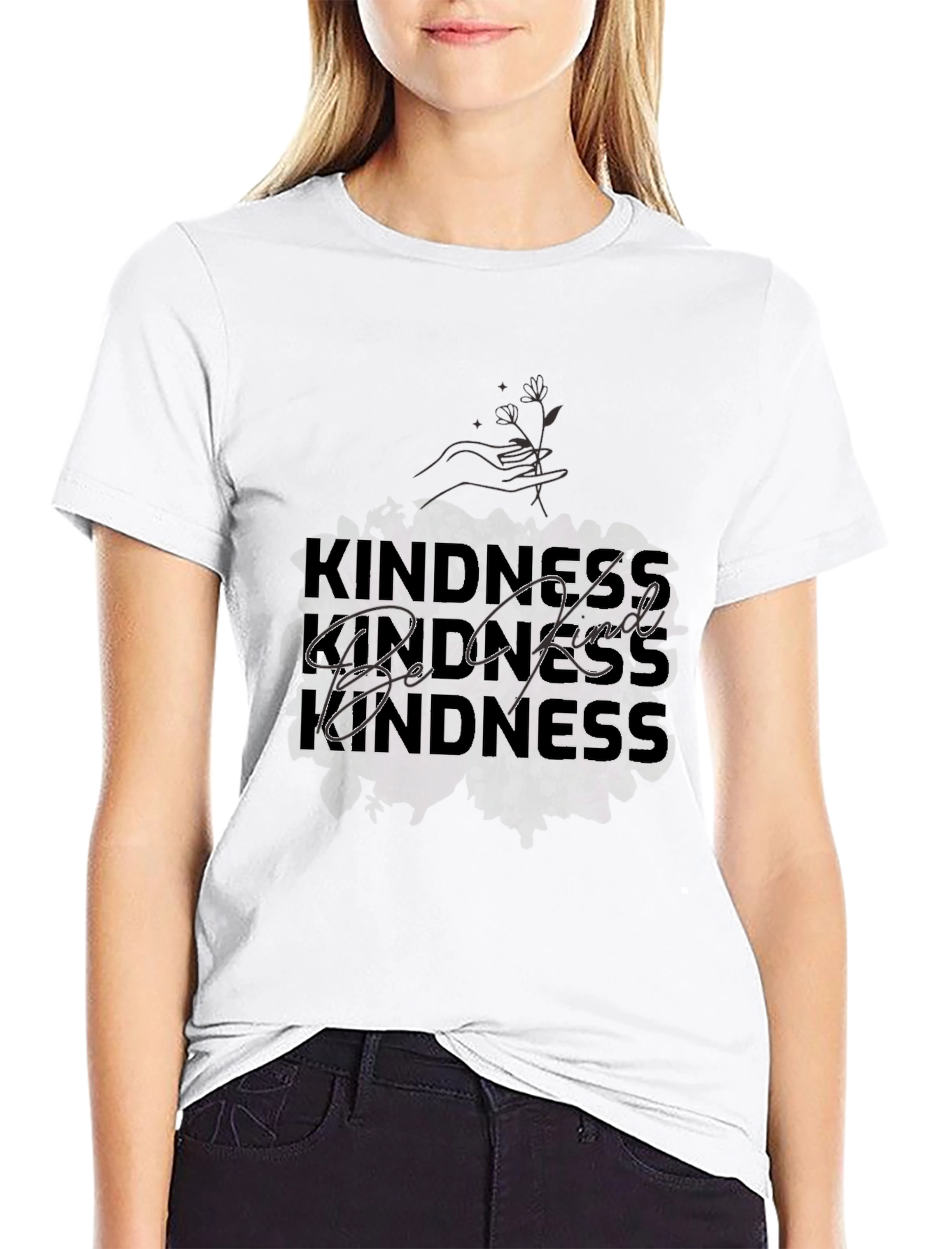 Kindness Graphic Print Black T-Shirt
