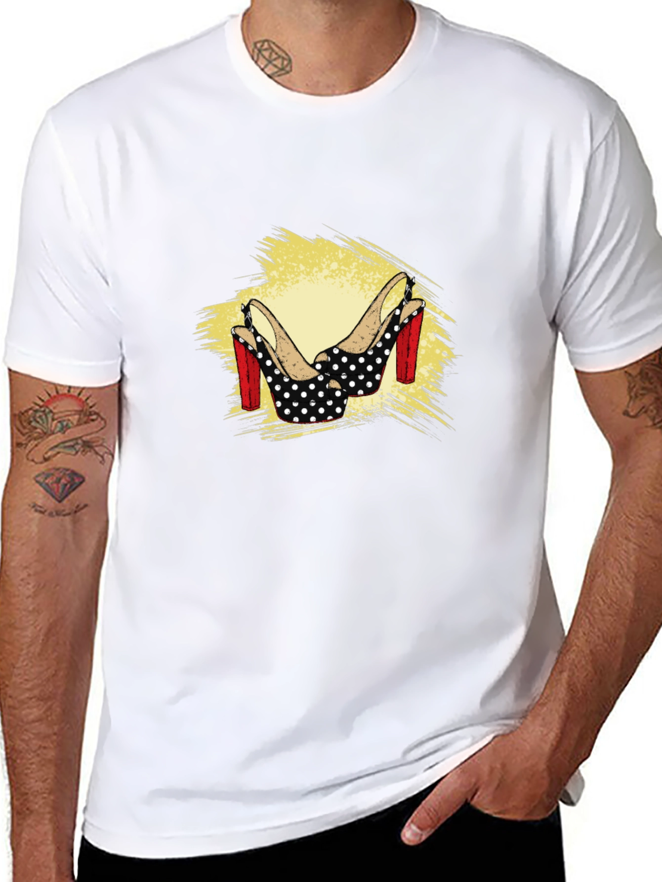 Polka Dot Heel Graphic Tee - Black