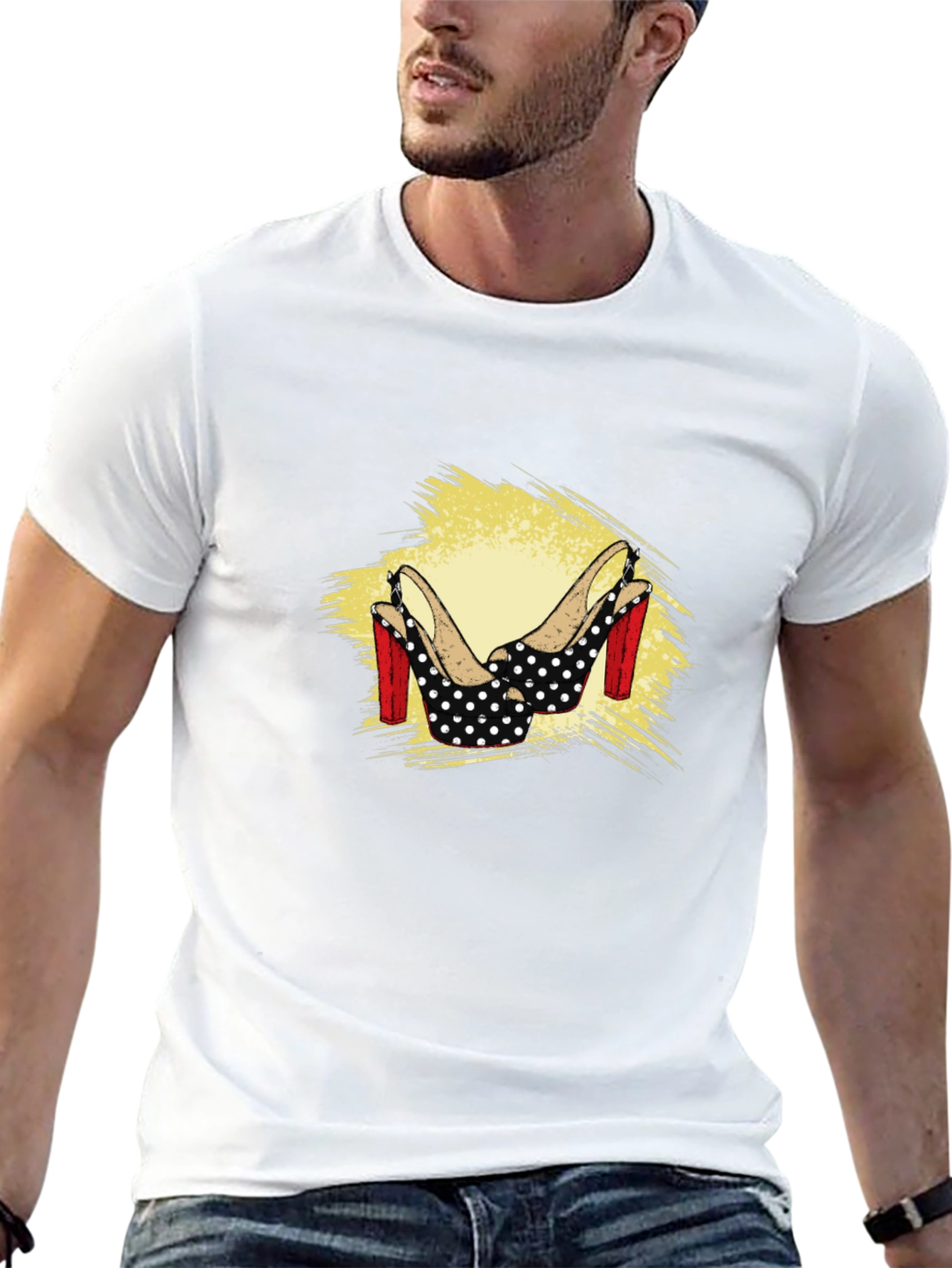 Polka Dot Heel Graphic Tee - Black