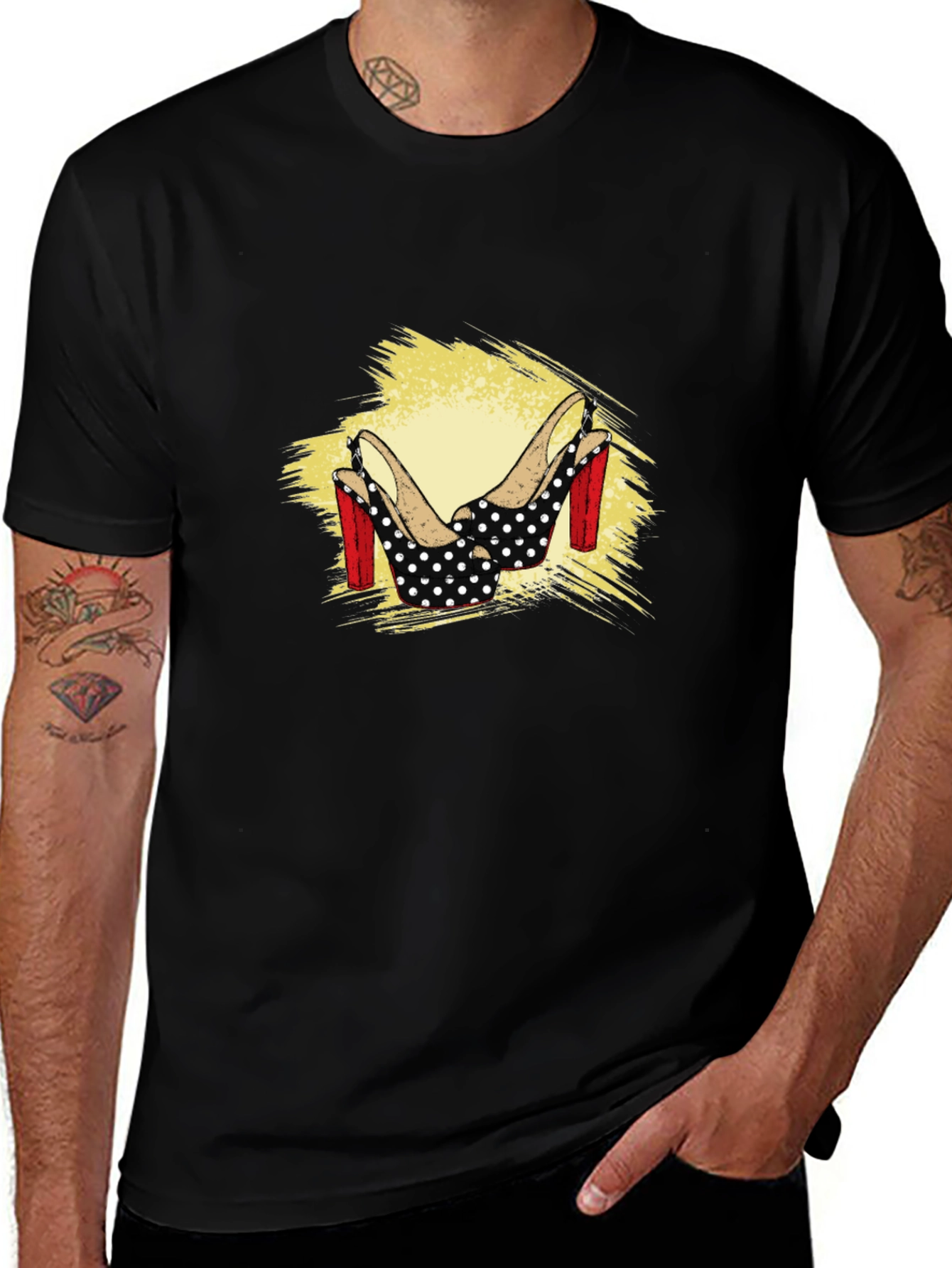 Polka Dot Heel Graphic Tee - Black