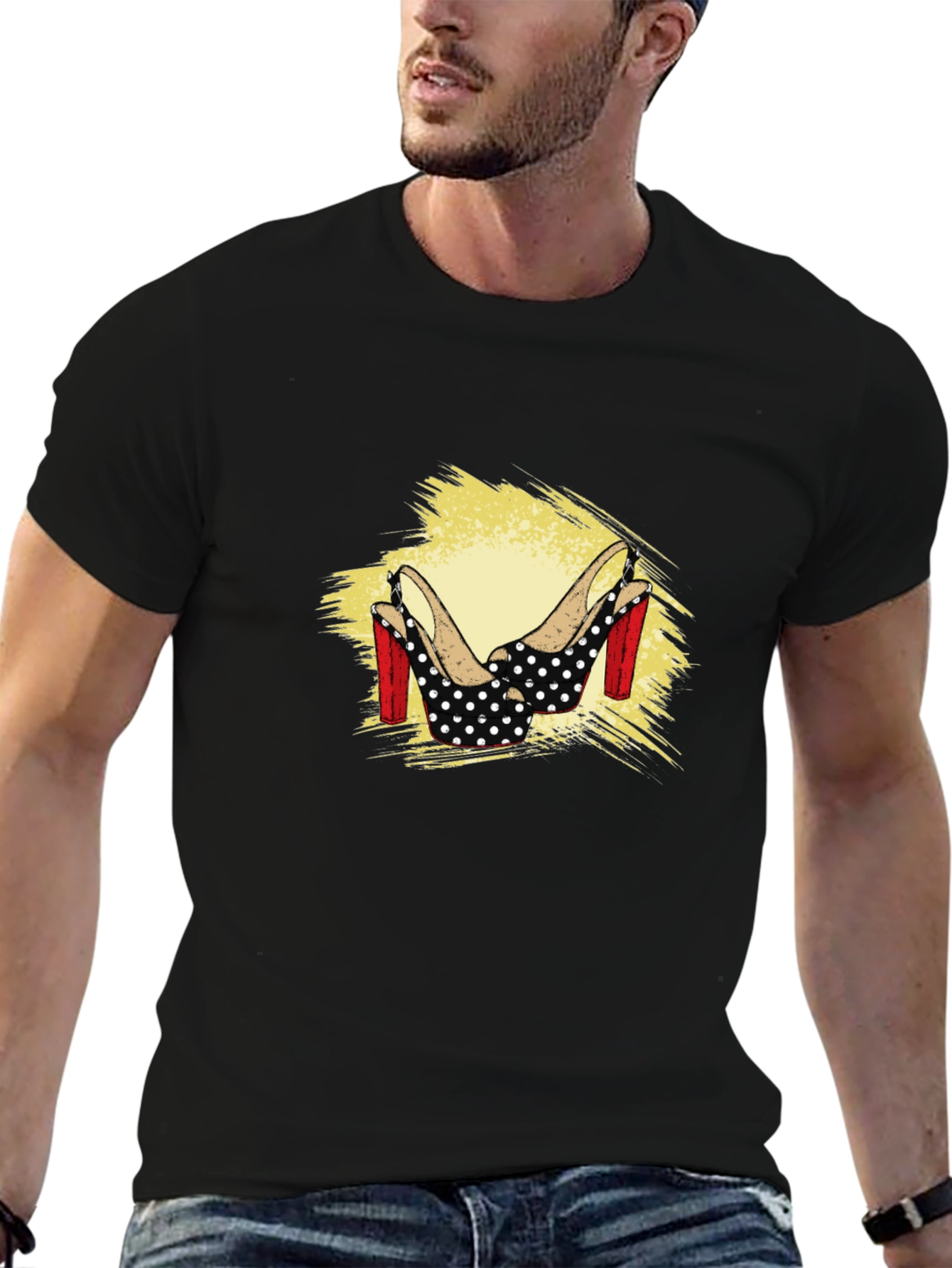Polka Dot Heel Graphic Tee - Black