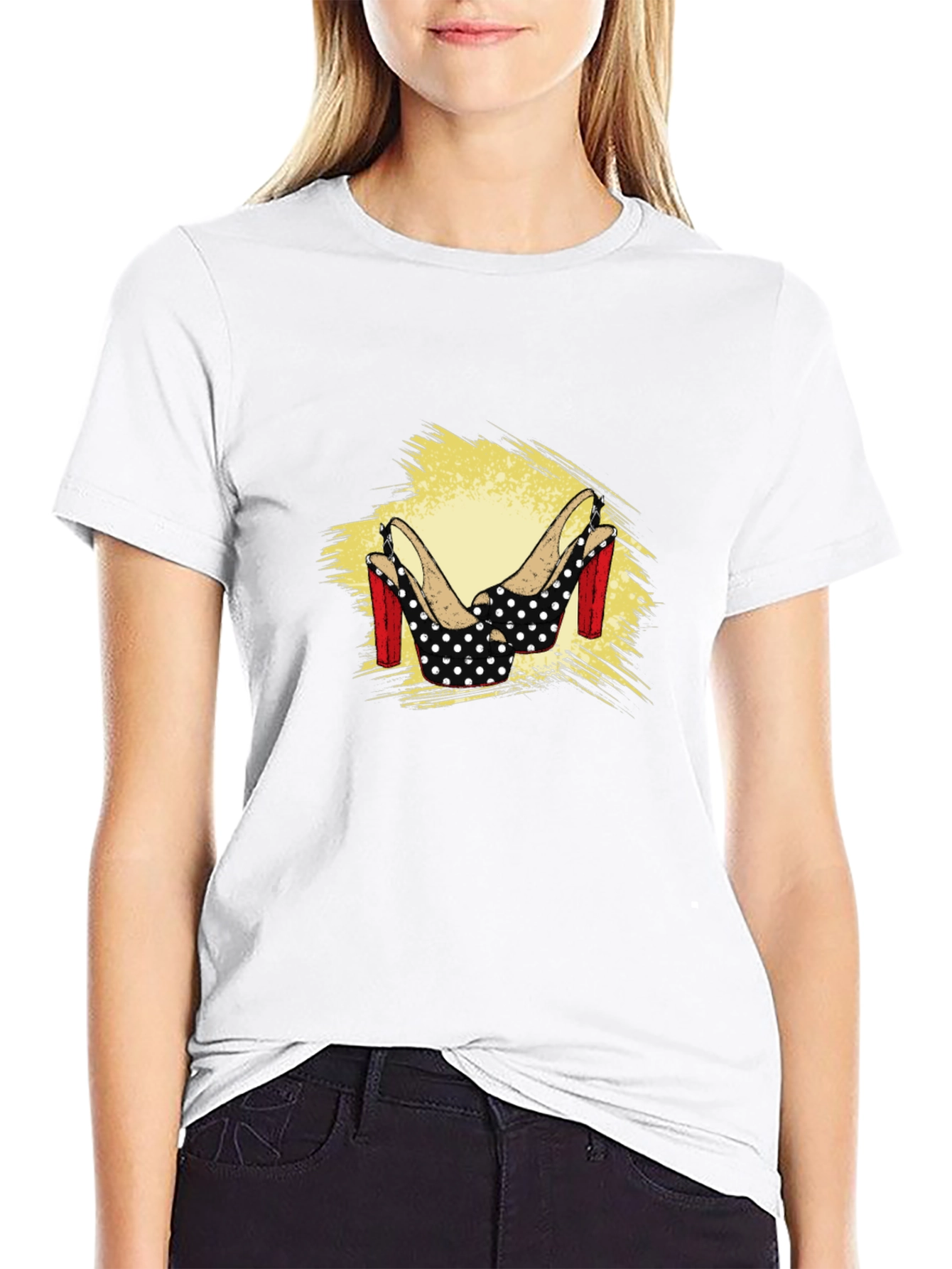 Polka Dot Heel Graphic Tee - Black